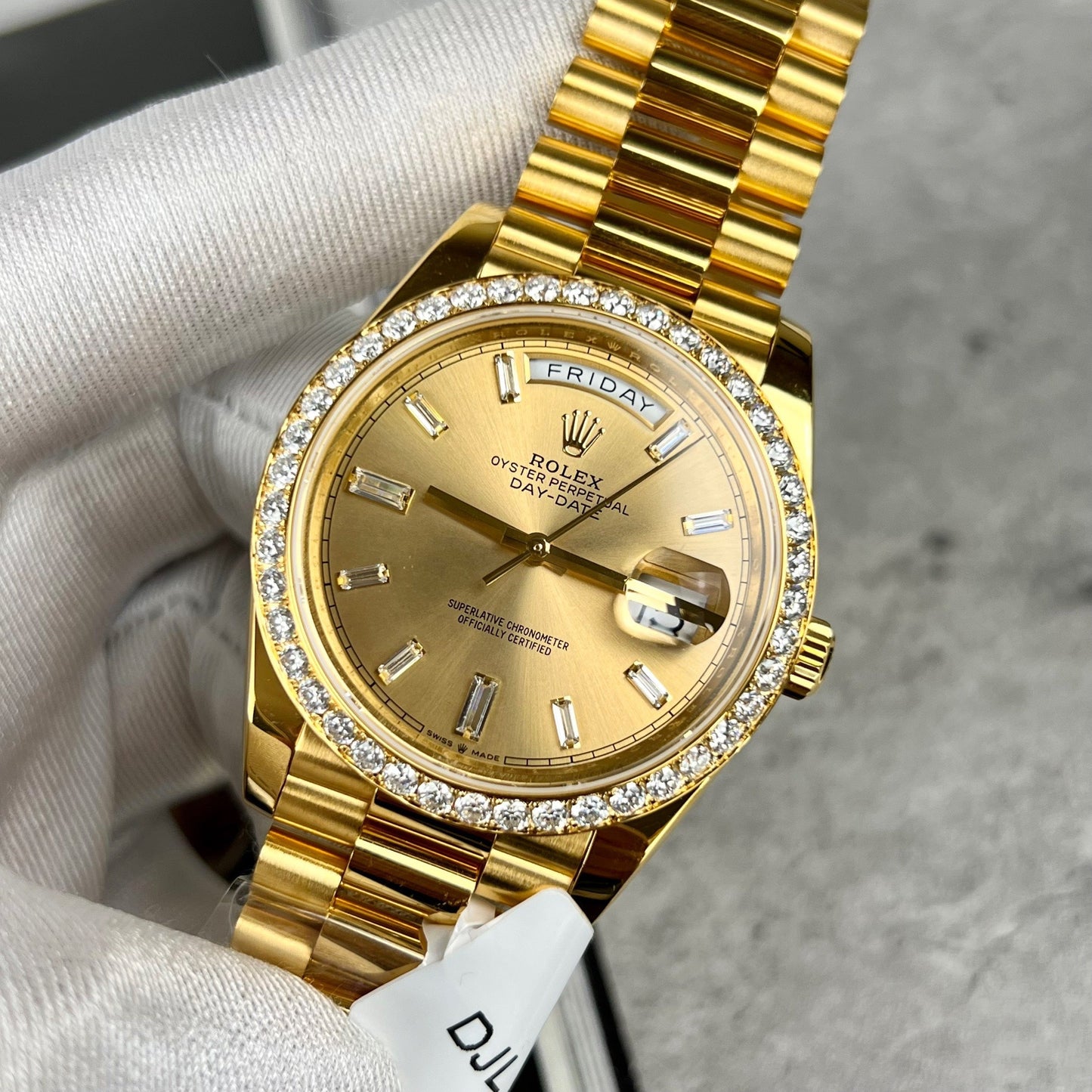 Rolex Day-Date 40 228238 Champage dial Gold Filled 18k Moissanite Bezel