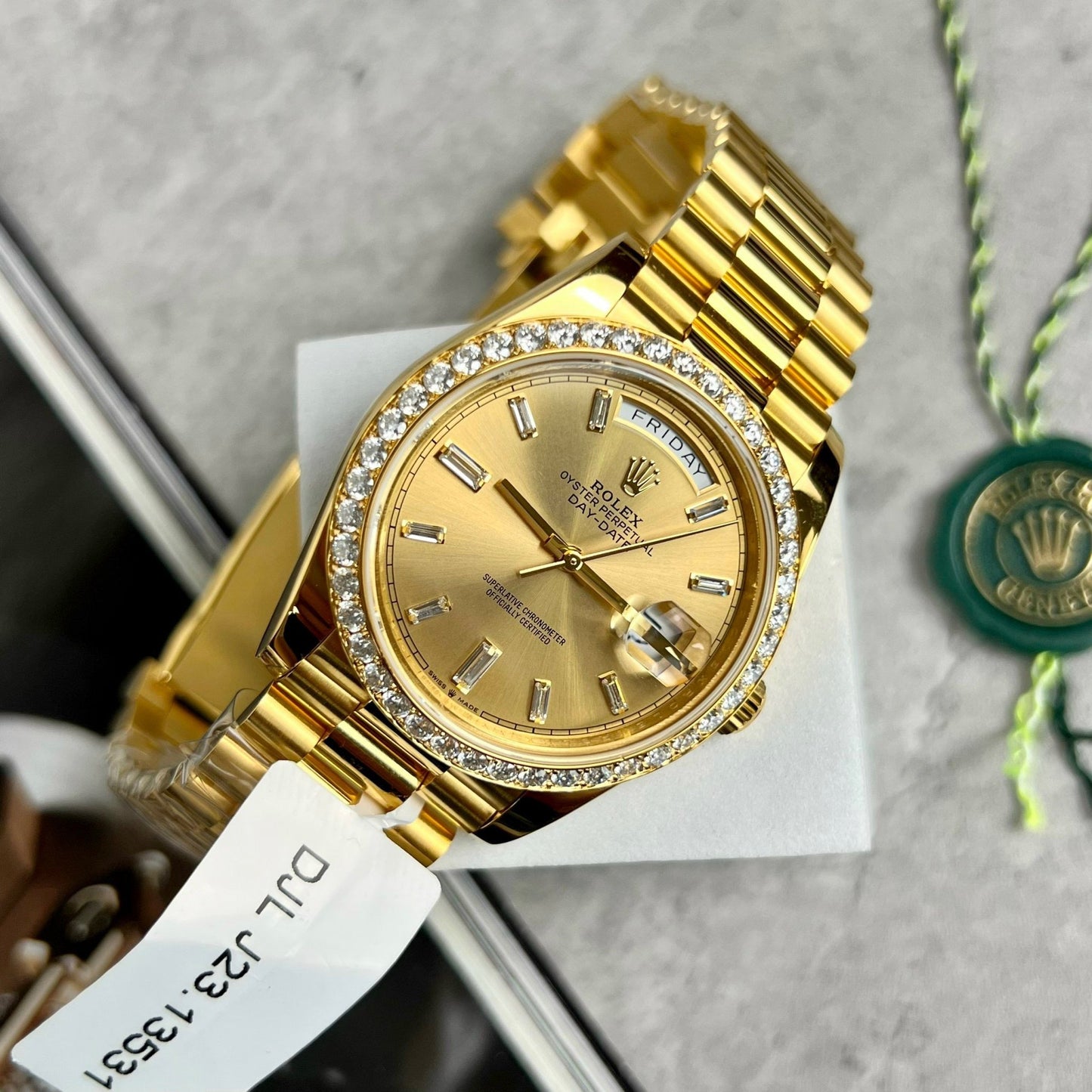 Rolex Day-Date 40 228238 Champage quadrante Gold Filled 18k Moissanite Lunetta