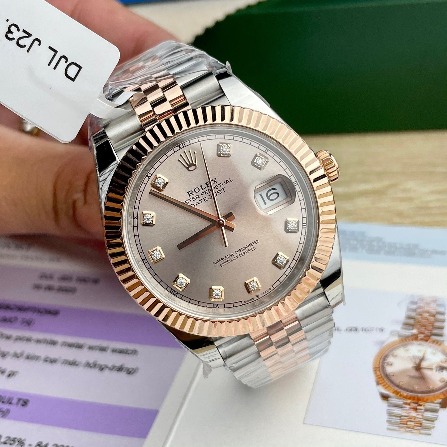 Rolex Datejust 41 mm Esfera Sundust recubierta de oro Everose de 18 quilates Oyster 126331