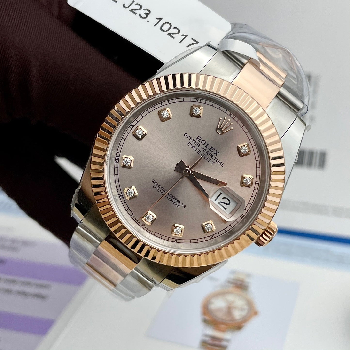 Rolex Datejust 41mm quadrante Sundust rivestito in oro Everose 18K Oyster 126331