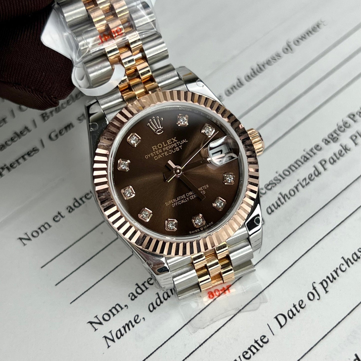 Rolex Lady Datejust 279171 31mm Esfera chocolate y diamante