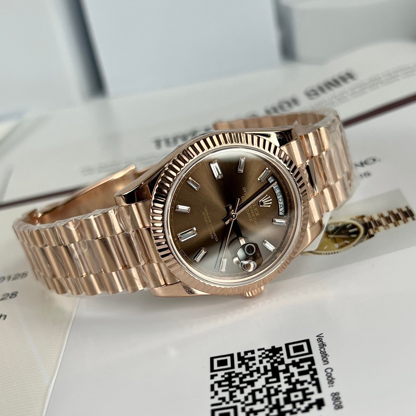 Rolex Day-Date 40mm 228235 chocolate dial 18k rose gold filled 150 gram