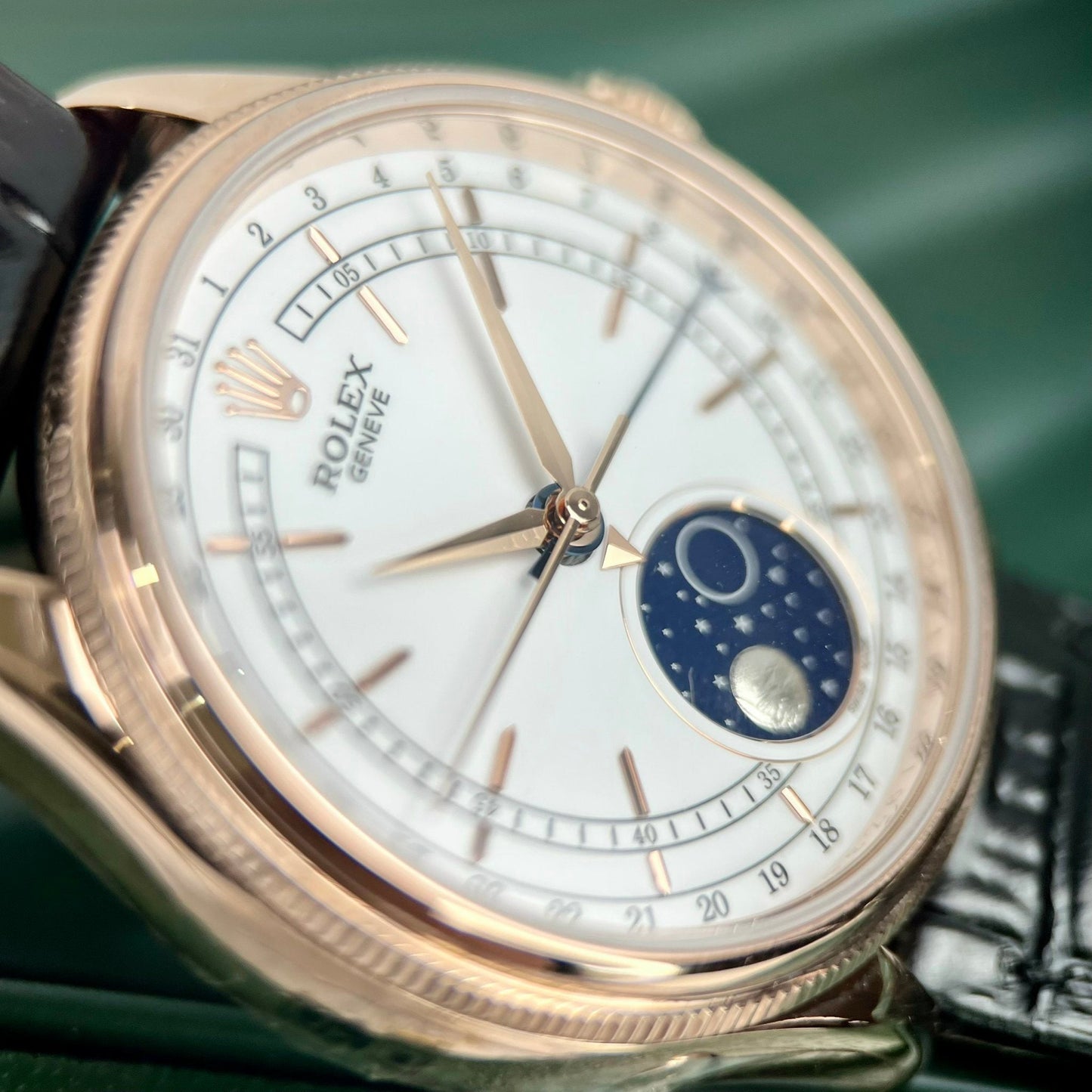 Rolex Cellini Moonphase 50535 KZ Factory lleno de oro rosa de 18 k