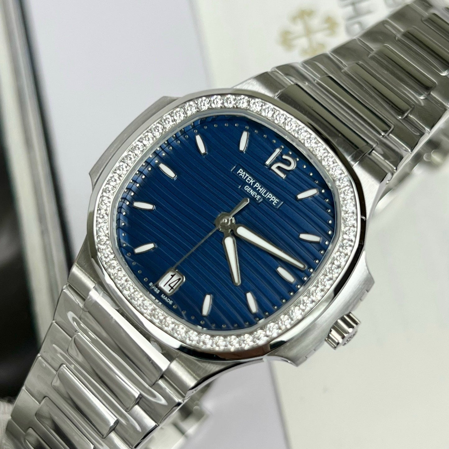 Patek Philippe Nautilus 7118/1A-001 quadrante blu personalizzato Moissanite 3K Factory