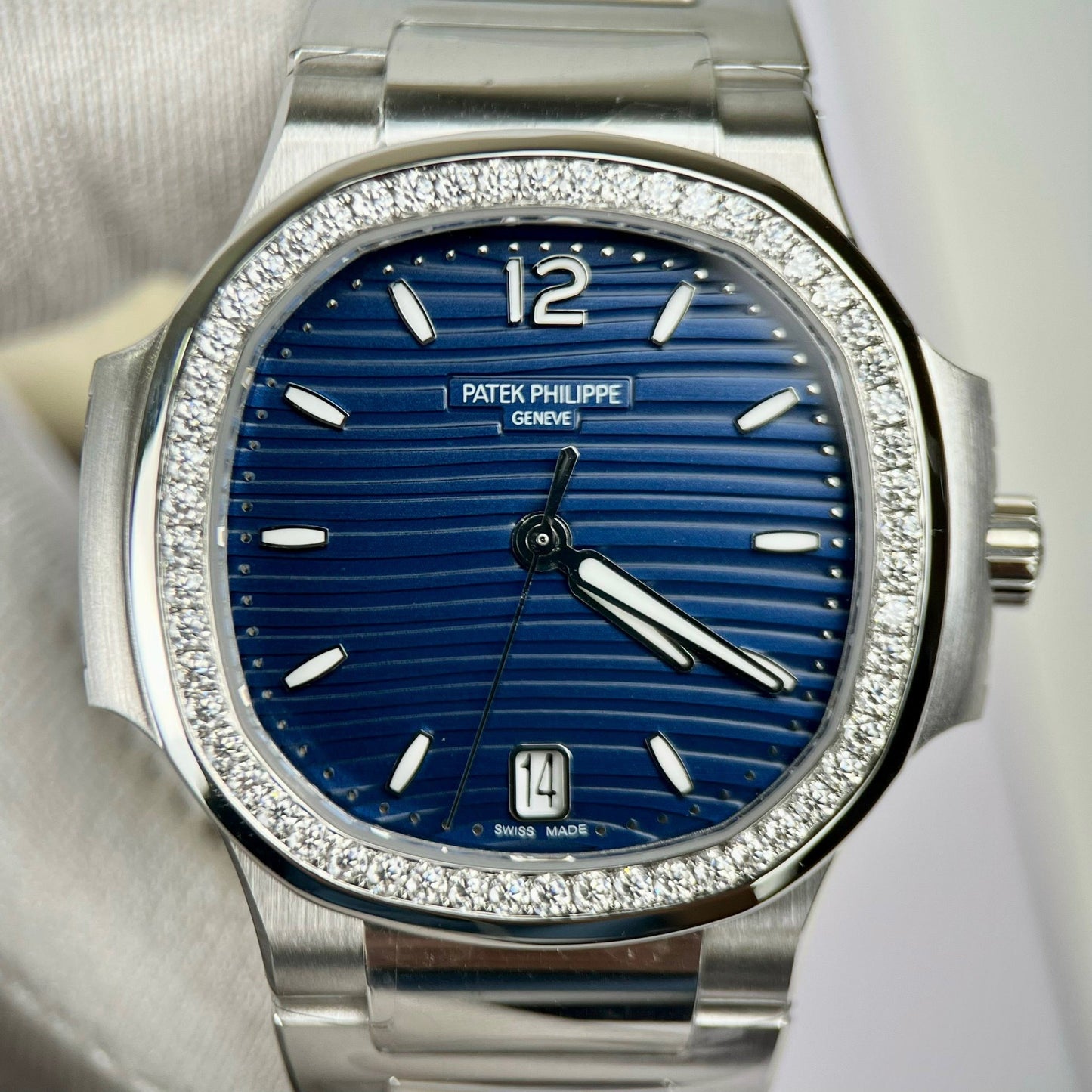 Patek Philippe Nautilus 7118/1A-001 quadrante blu personalizzato Moissanite 3K Factory