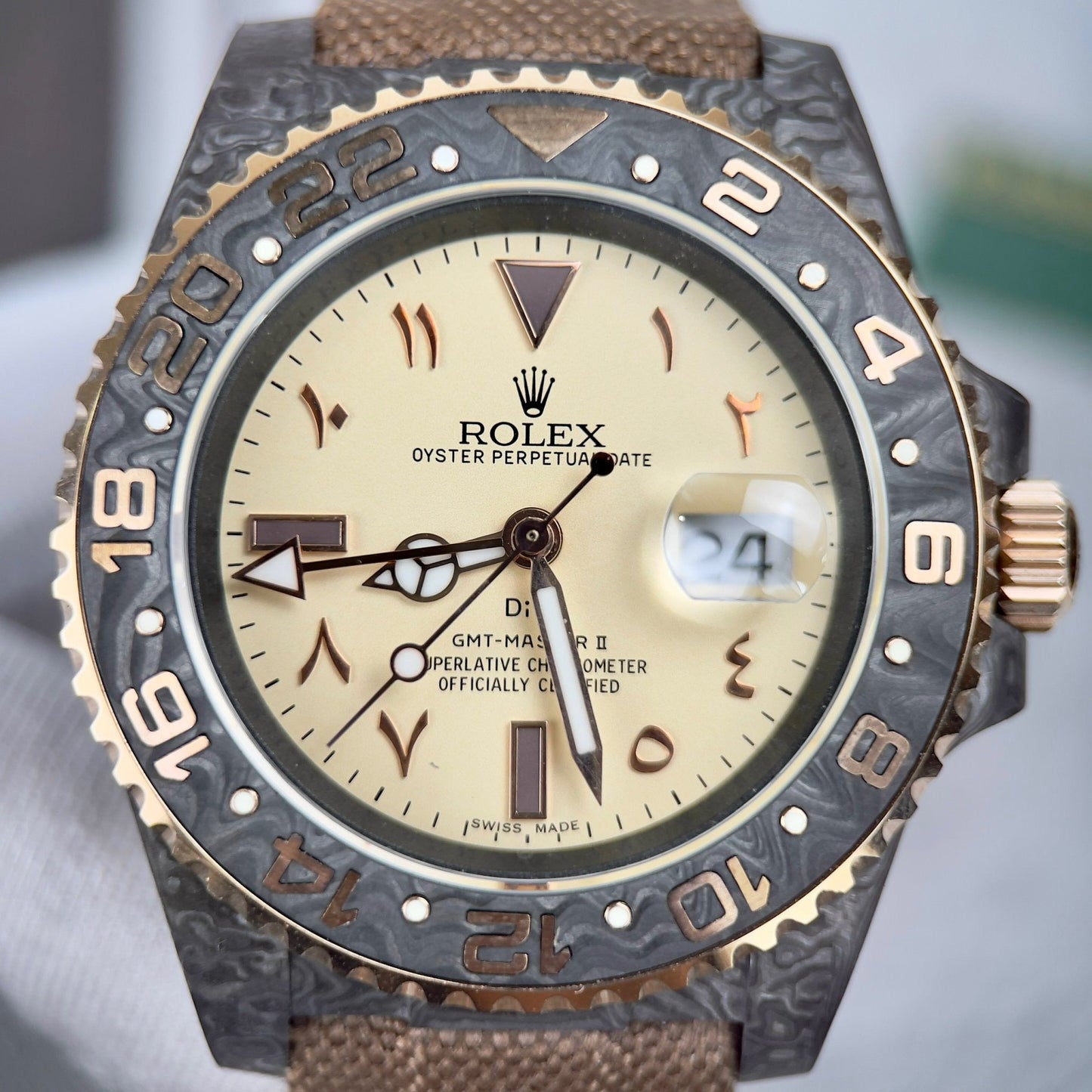 Rolex GMT-MASTER II Diw arabic eagle 1:1 Best Edition Brown Fabric Strap