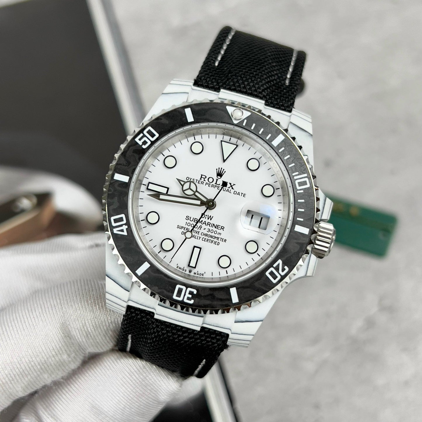 Rolex GMT-MASTER II Diw 1:1 Best Edition Black Fabric Strap White Dial