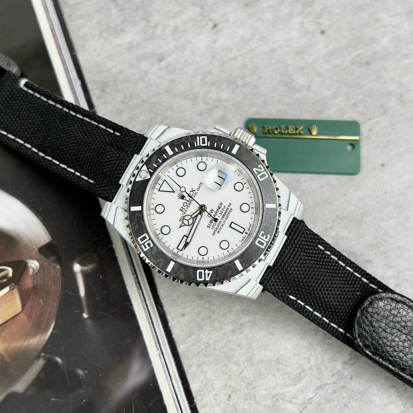 Rolex GMT-MASTER II Diw 1:1 Best Edition cinturino in tessuto nero quadrante bianco