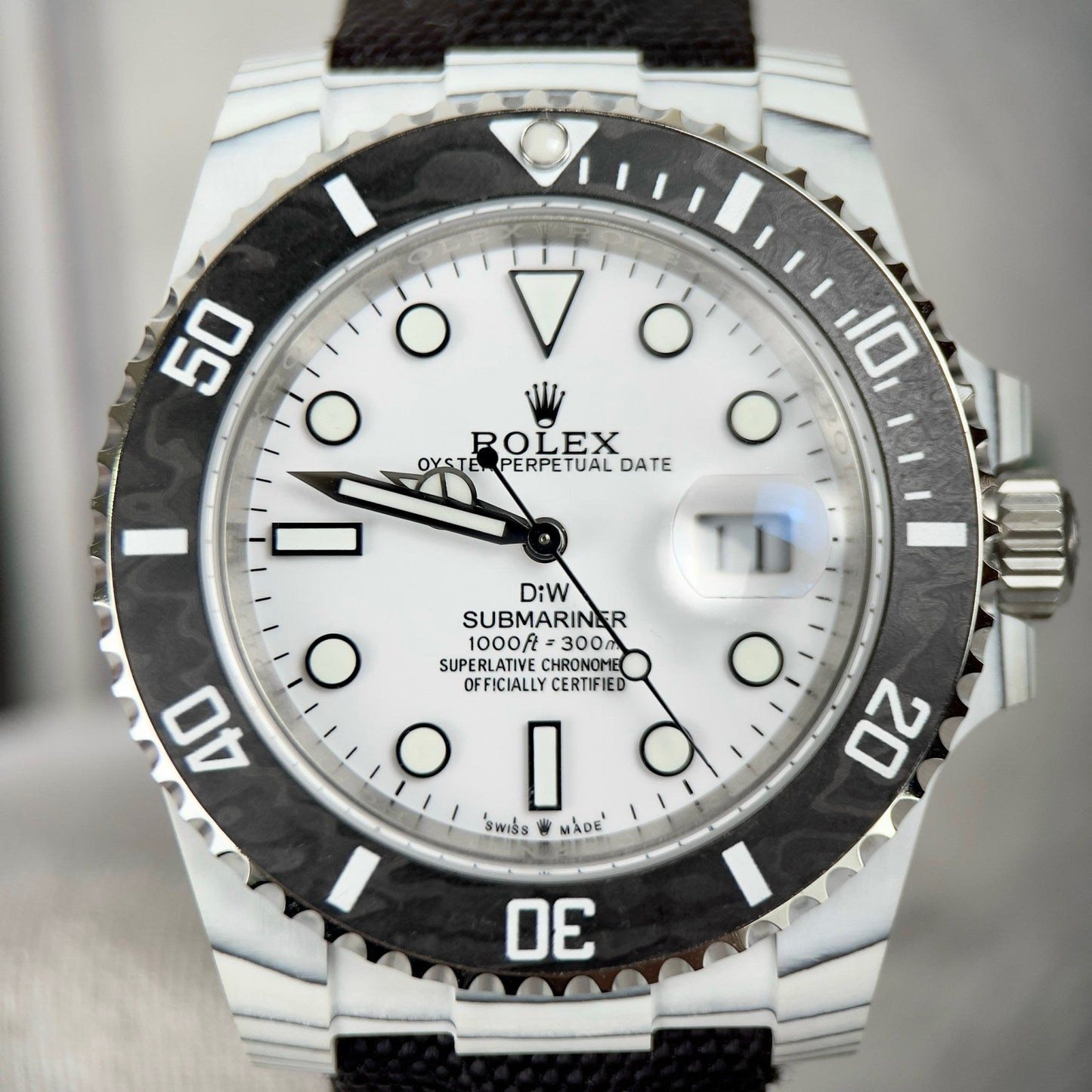 Rolex GMT-MASTER II Diw 1:1 Best Edition cinturino in tessuto nero quadrante bianco