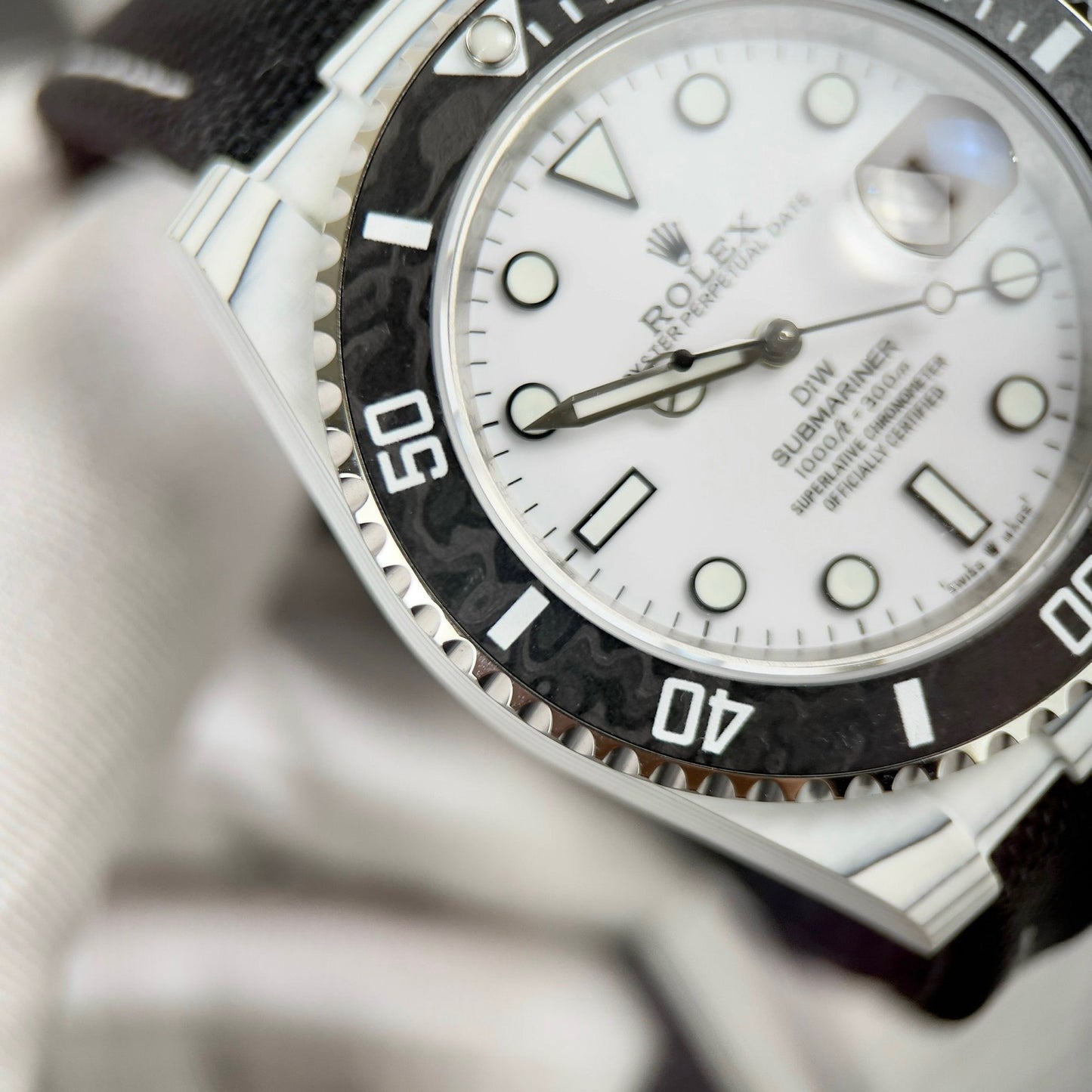 Rolex GMT-MASTER II Diw 1:1 Best Edition cinturino in tessuto nero quadrante bianco