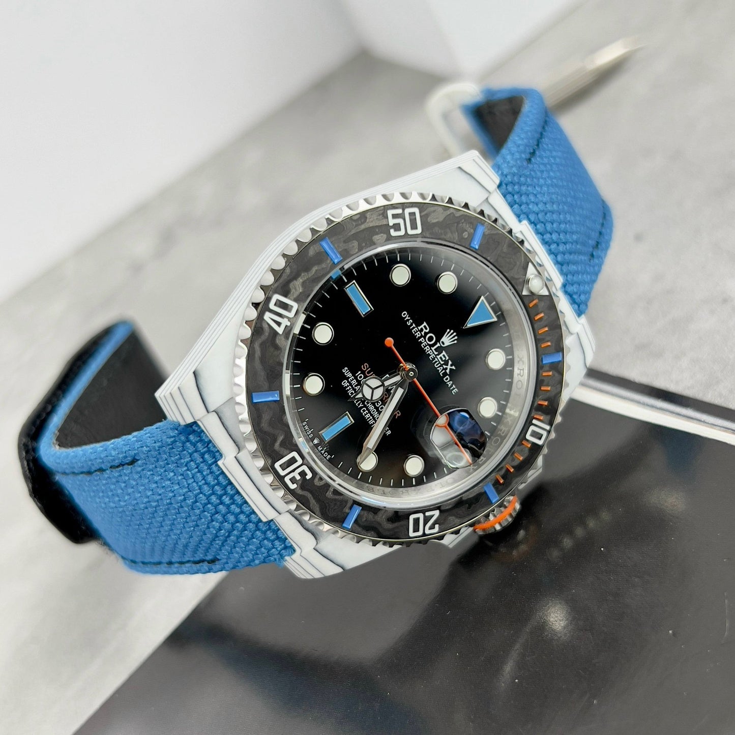 Rolex GMT-MASTER II Diw 1:1 Best Edition cinturino in tessuto blu quadrante nero