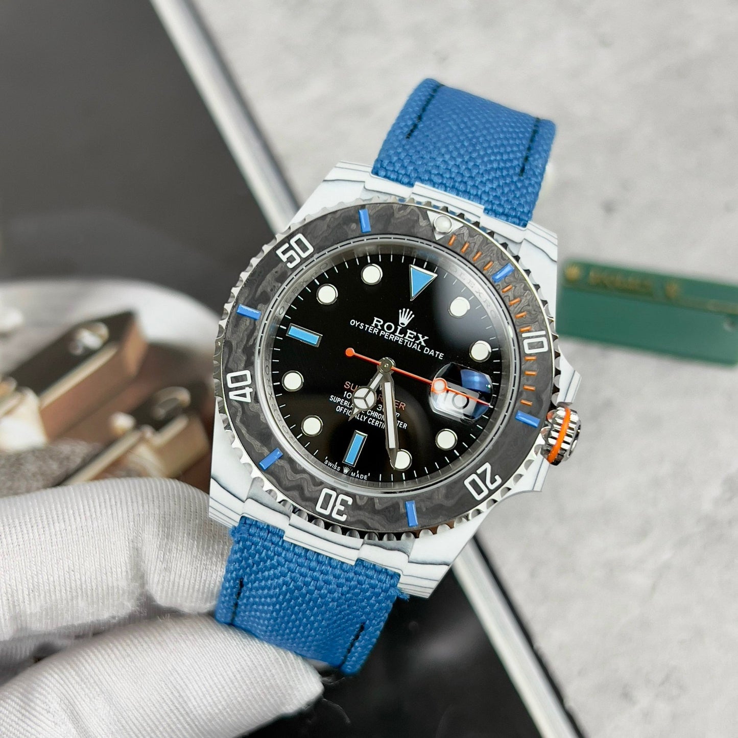 Rolex GMT-MASTER II Diw 1:1 Best Edition Blue Fabric Strap Black Dial