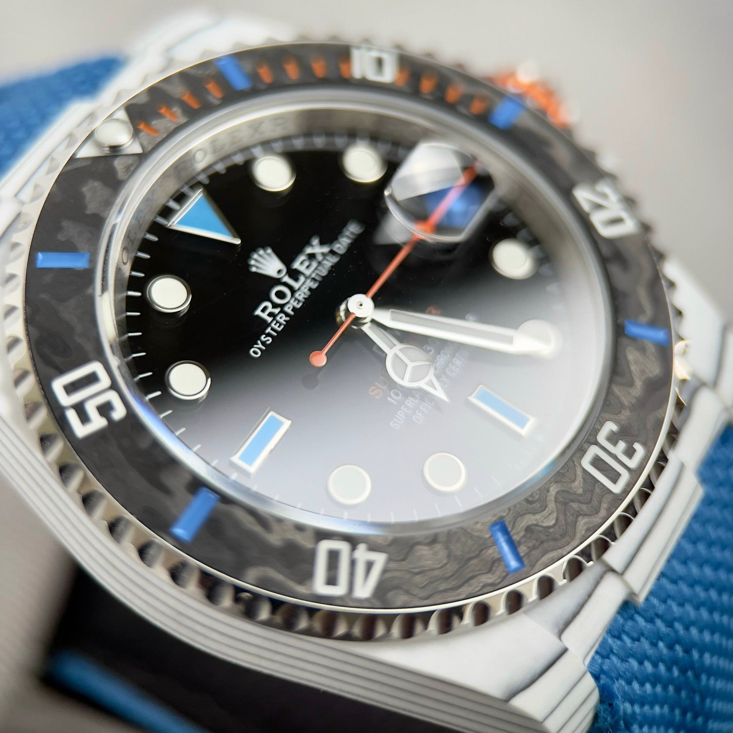 Rolex GMT-MASTER II Diw 1:1 Best Edition cinturino in tessuto blu quadrante nero