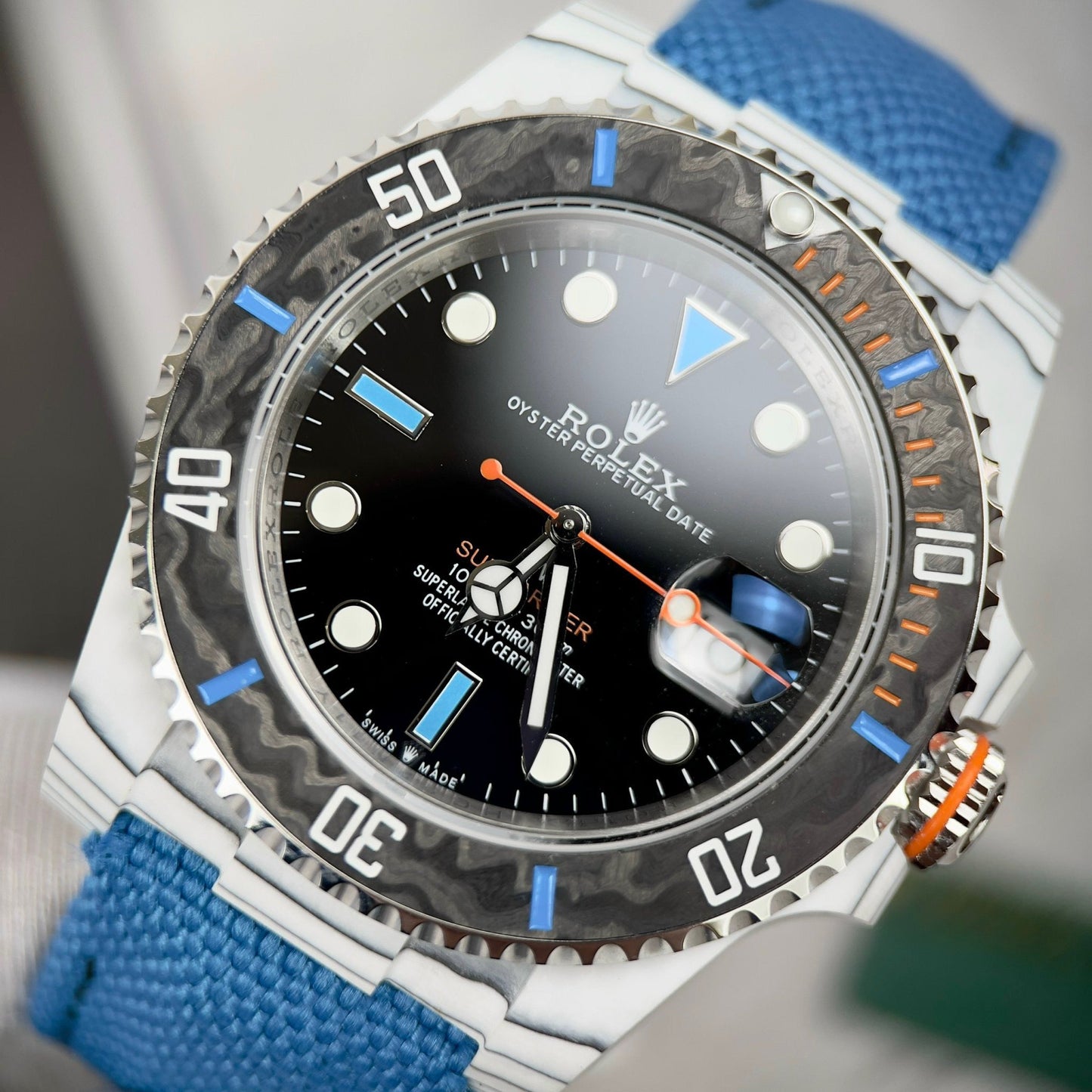 Rolex GMT-MASTER II Diw 1:1 Best Edition cinturino in tessuto blu quadrante nero