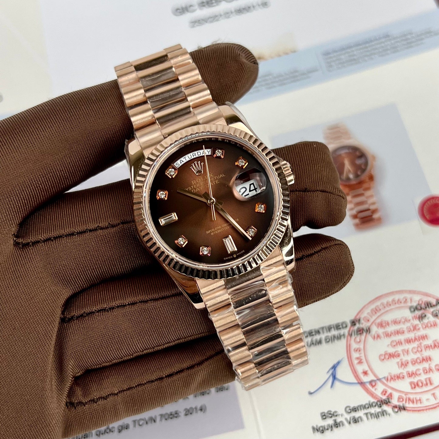 Rolex Day-Date 36 128235-0037 36 mm recubierto de oro rosa de 18 quilates