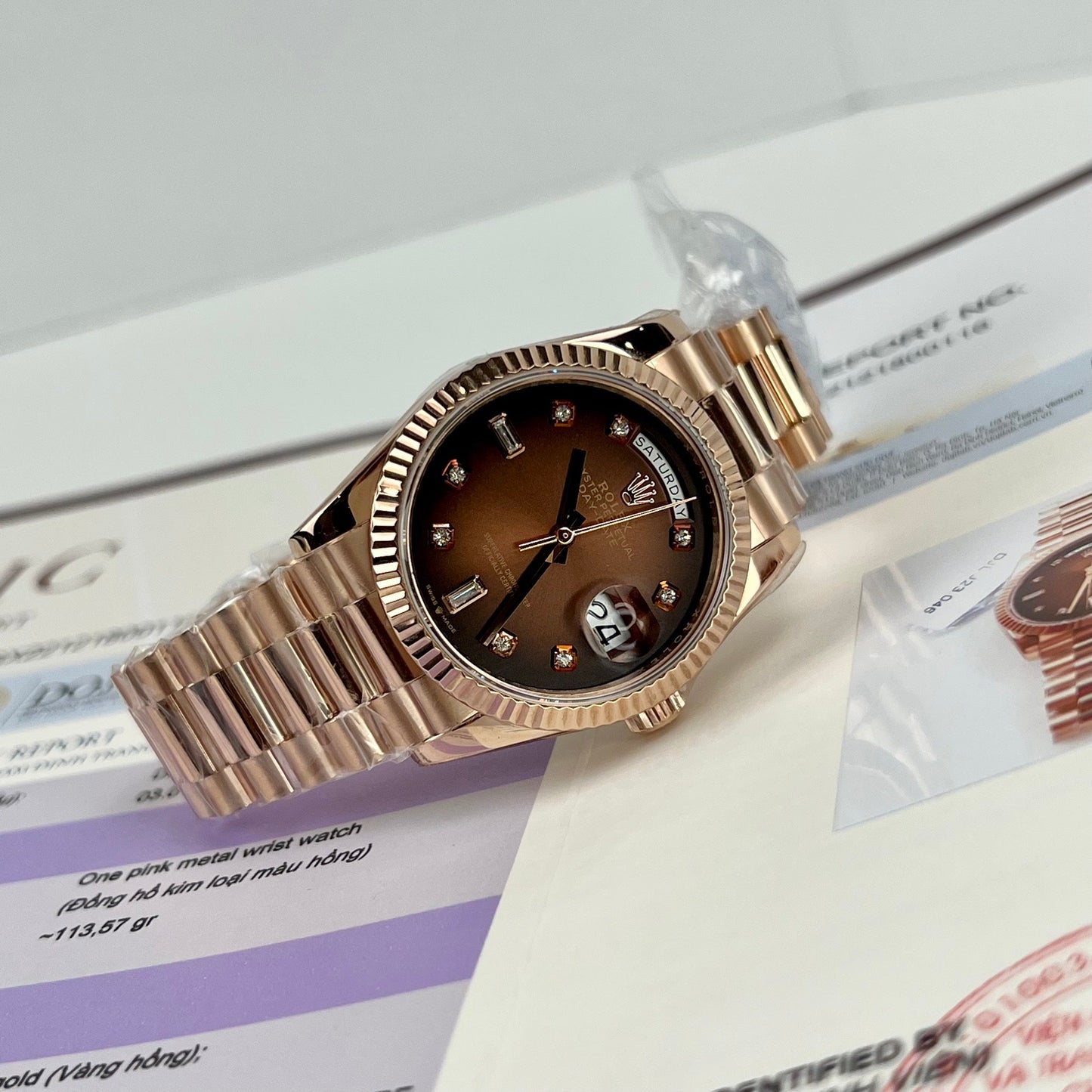 Rolex Day-Date 36 128235-0037 36mm rivestito in oro rosa 18 carati