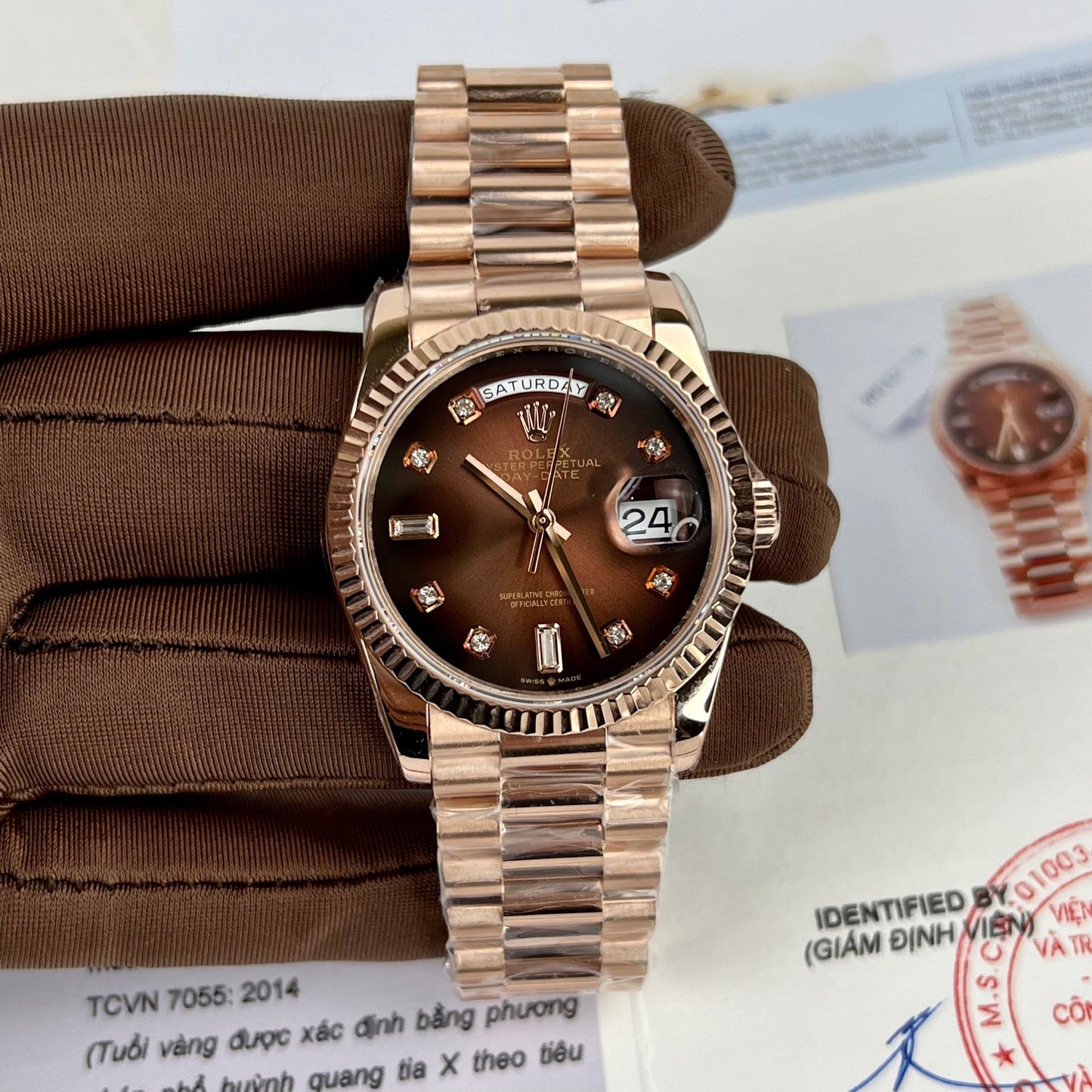 Rolex Day-Date 36 128235-0037 36 mm recubierto de oro rosa de 18 quilates