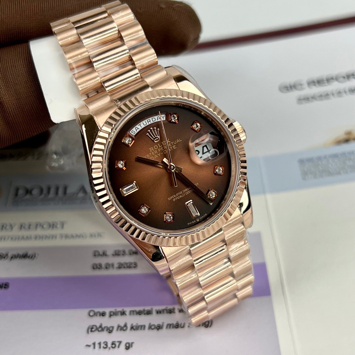 Rolex Day-Date 36 128235-0037 36mm rivestito in oro rosa 18 carati