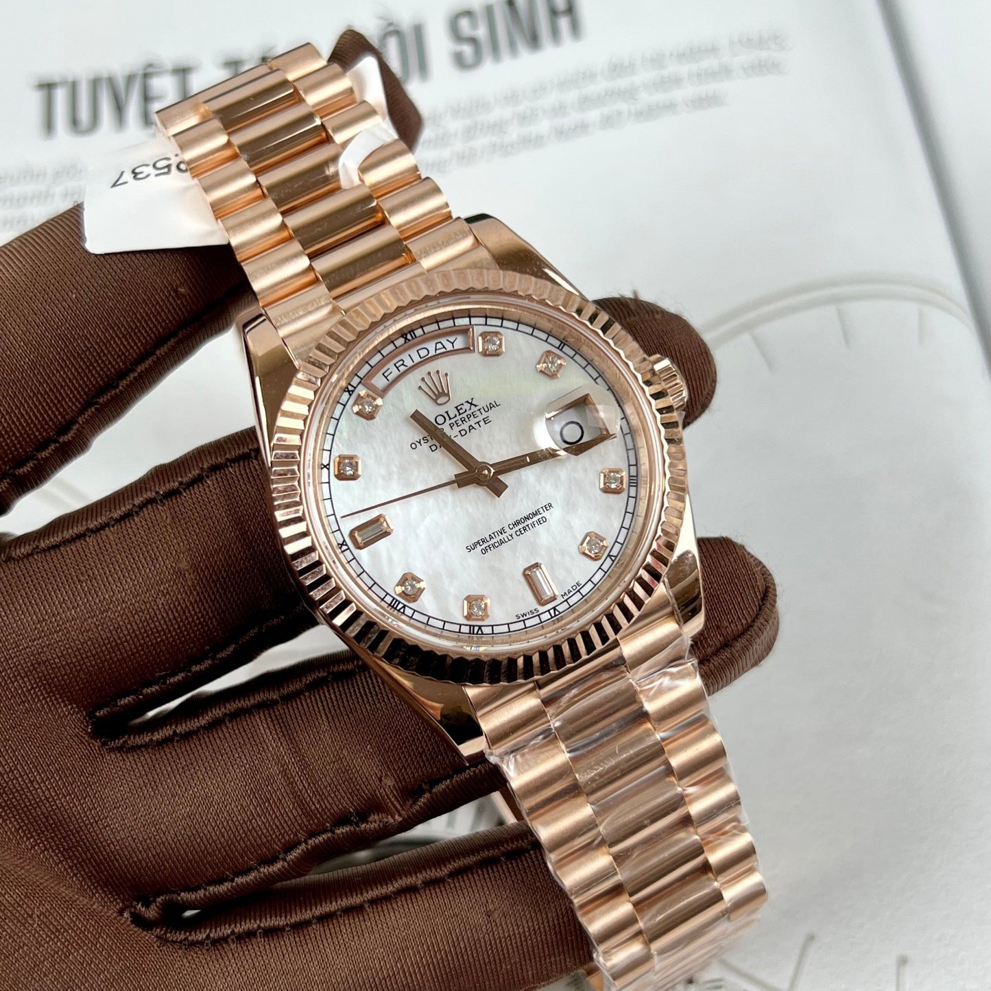 Rolex Day-Date 36mm M128235-0029 Miglior edizione 1:1 rivestita in oro rosa 18 carati 130 grammi