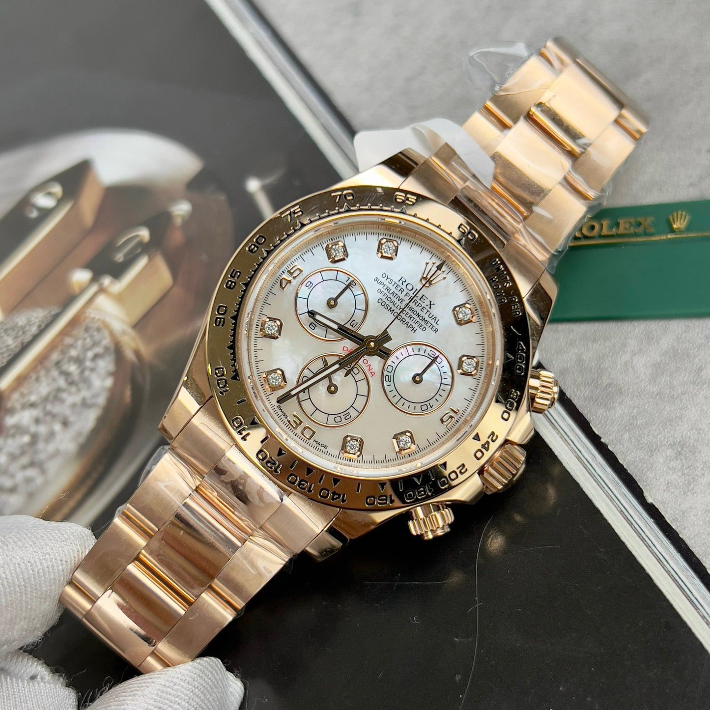 Rolex Daytona Cosmograph with Mother of Pearl Dial 40mm 116528 custom 18k gold filled Best 1:1 Edition