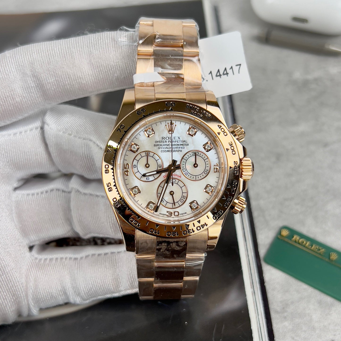 Rolex Daytona Cosmograph with Mother of Pearl Dial 40mm 116528 custom 18k gold filled Best 1:1 Edition