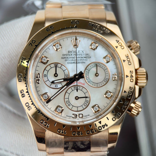 Rolex Daytona Cosmograph con esfera de nácar 40 mm 116528 personalizado bañado en oro de 18 quilates Mejor edición 1:1