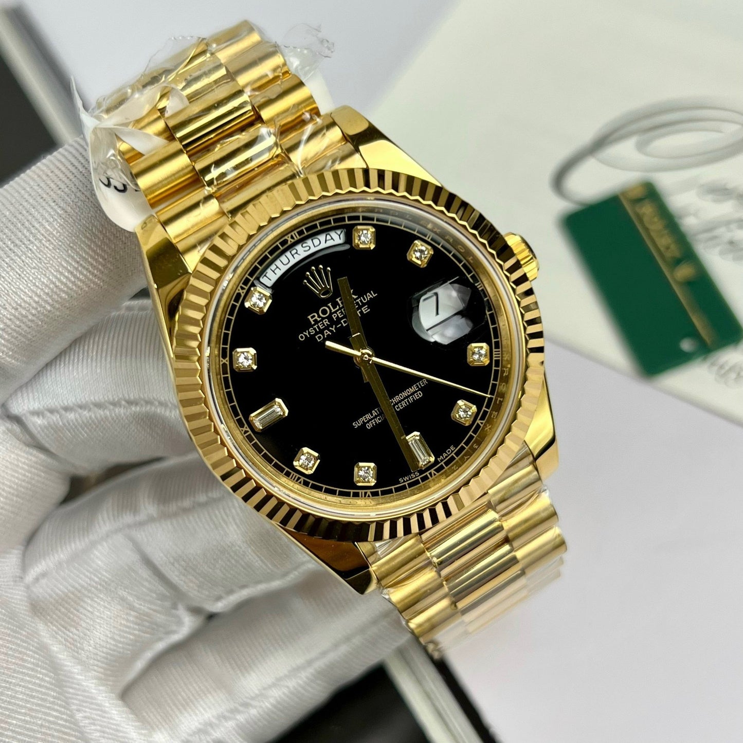 Rolex Day-Date 36 Gold Watch 118238-0111 Gold plated 18k with 130 gram from GM Factory