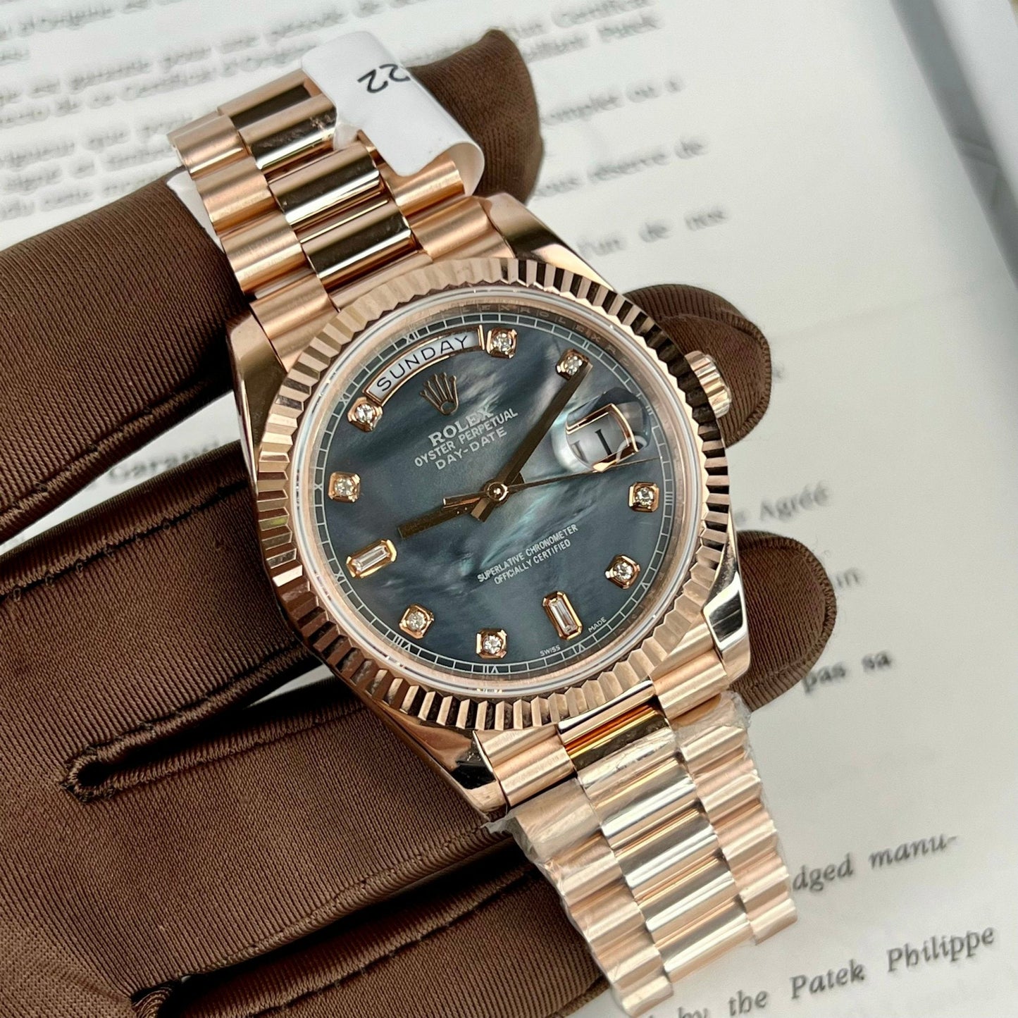 Rolex Day-Date Rose Gold Rose Diamond Dial 36mm 128235  Best 1:1 Edition coated 18k rose Gold 130 gram