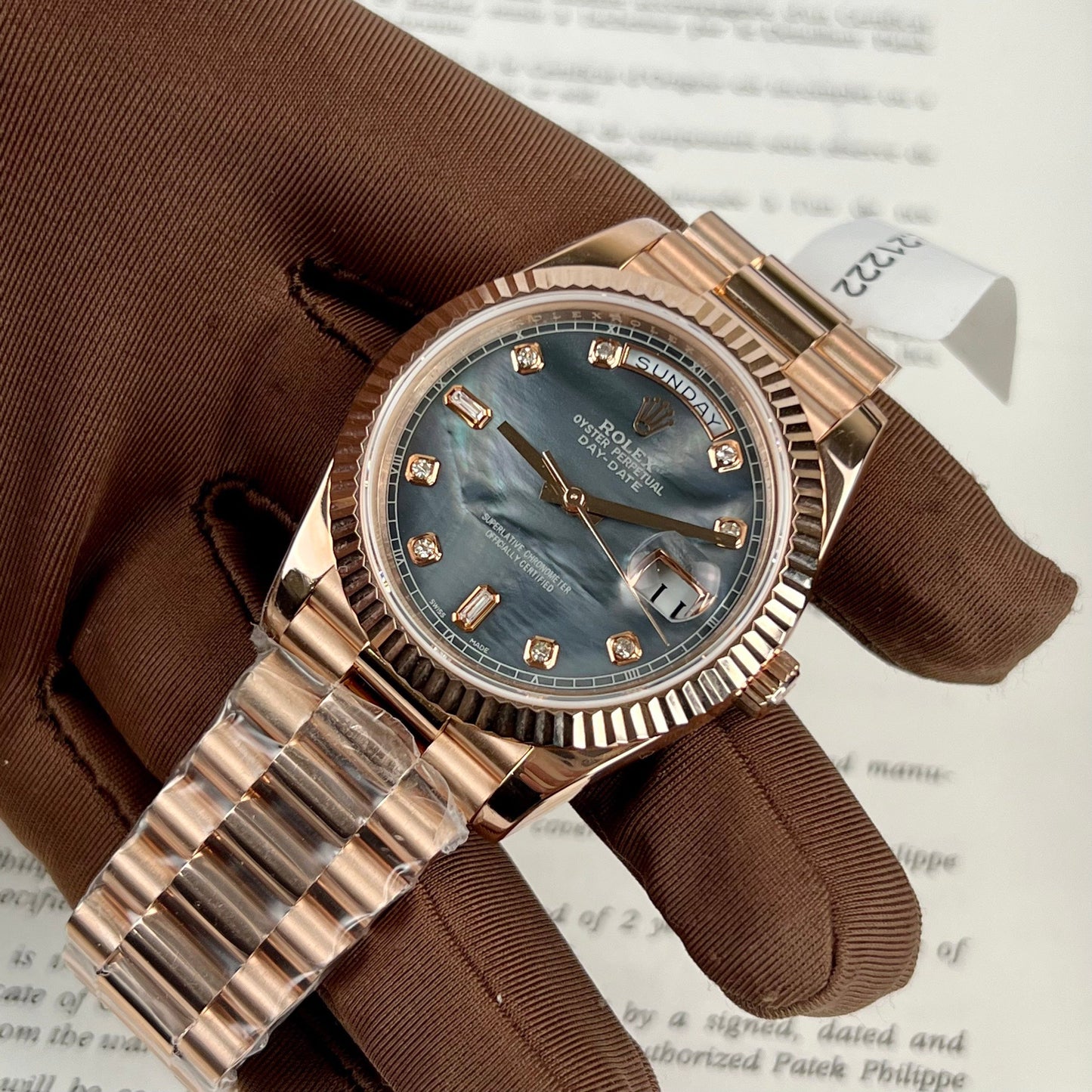 Rolex Day-Date Rose Gold Rose Diamond Dial 36mm 128235  Best 1:1 Edition coated 18k rose Gold 130 gram