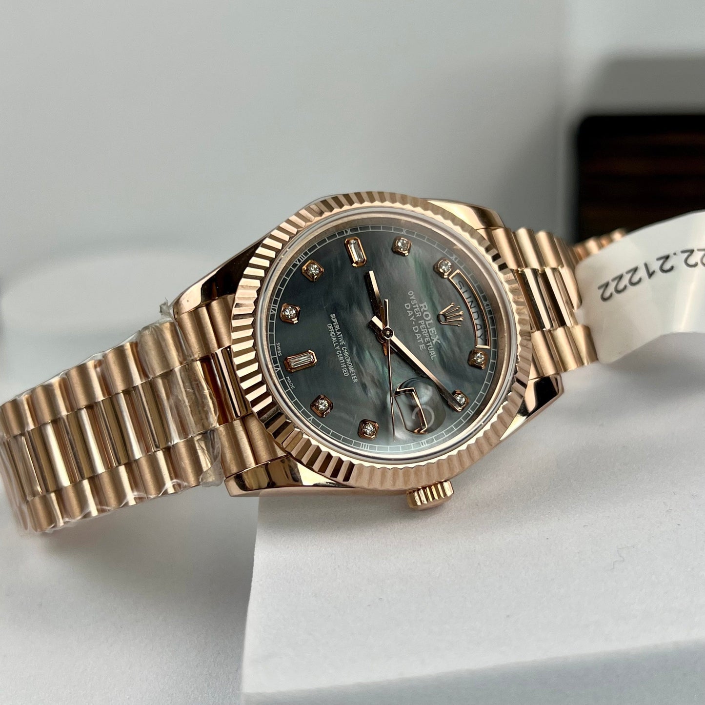 Rolex Day-Date Rose Gold Rose Diamond Dial 36mm 128235  Best 1:1 Edition coated 18k rose Gold 130 gram