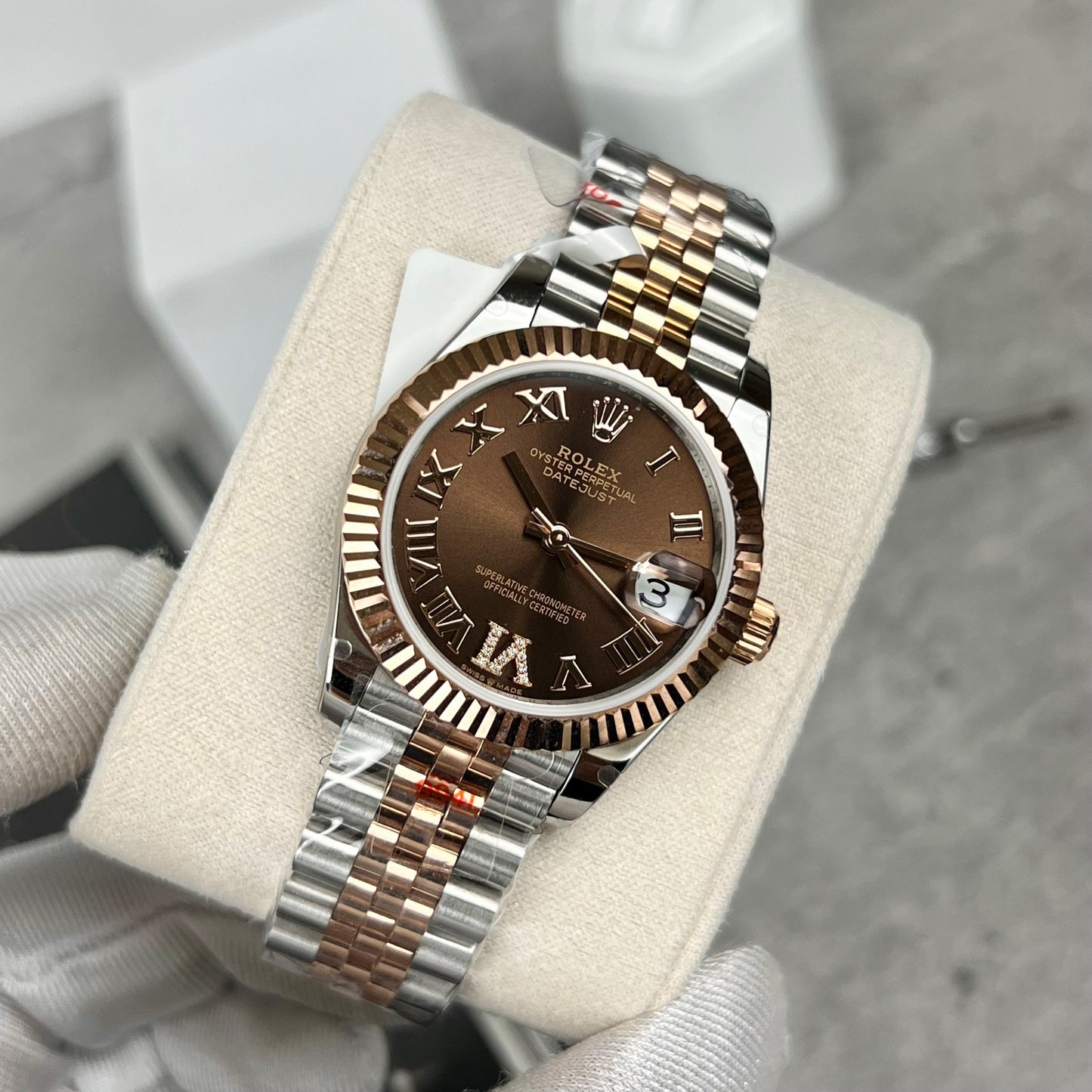 Rolex Datejust 31 Orologio con quadrante color cioccolato 178271 migliore edizione 1:1 in oro rosa 18 carati rivestito GM