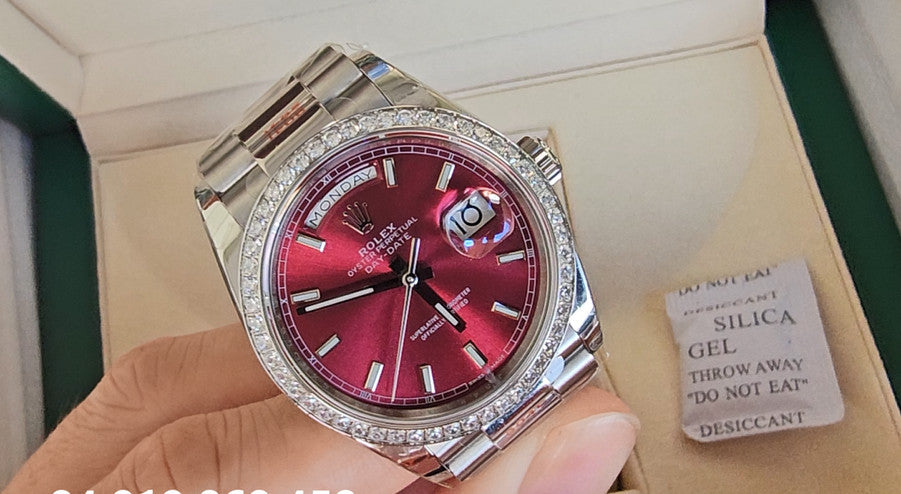 Rolex Day Date 118239-0288 Red Dial 1:1 Best Edition EW Factory Stone Bezel