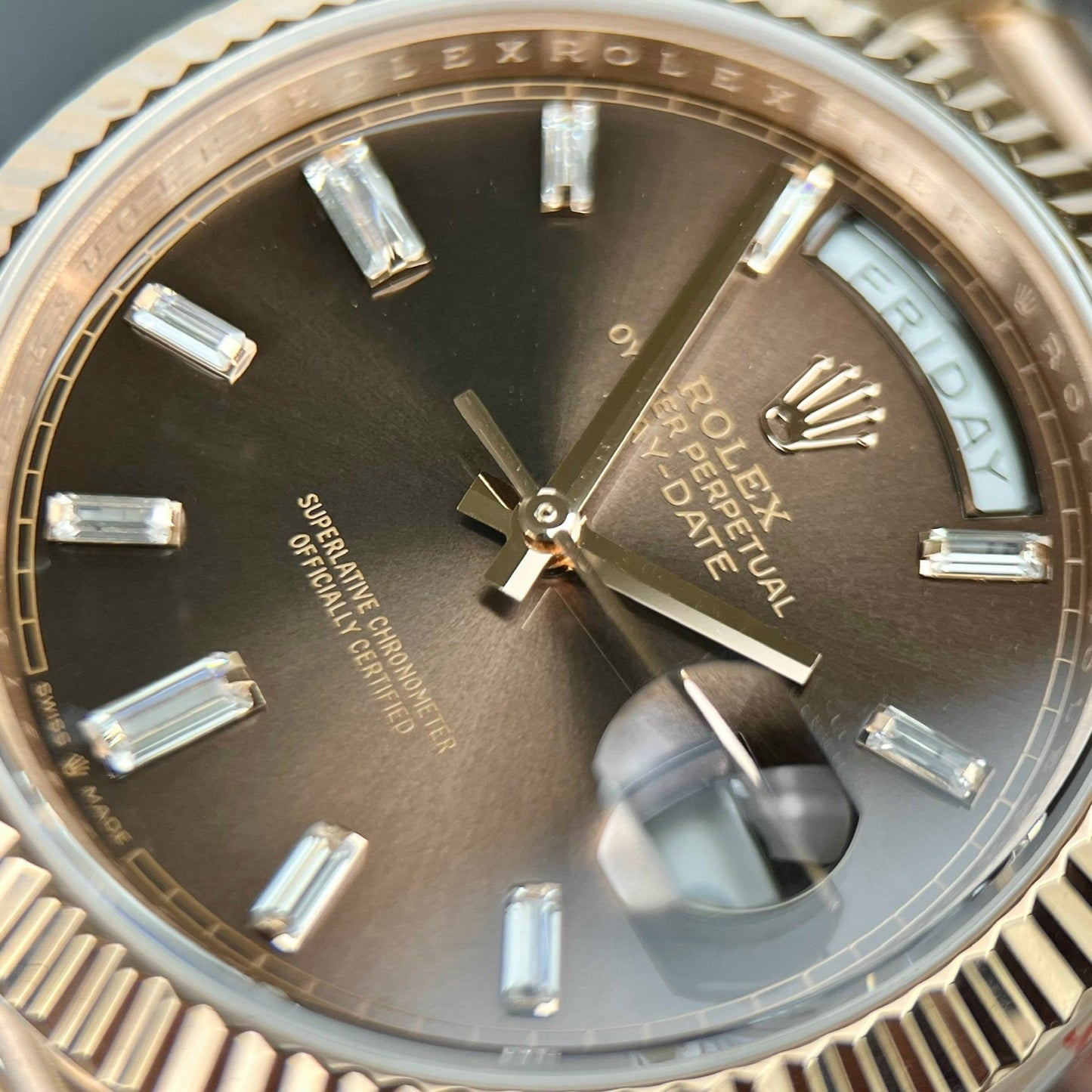 Rolex Day-Date 40mm 228235 chocolate dial 18k rose gold filled 167 gram