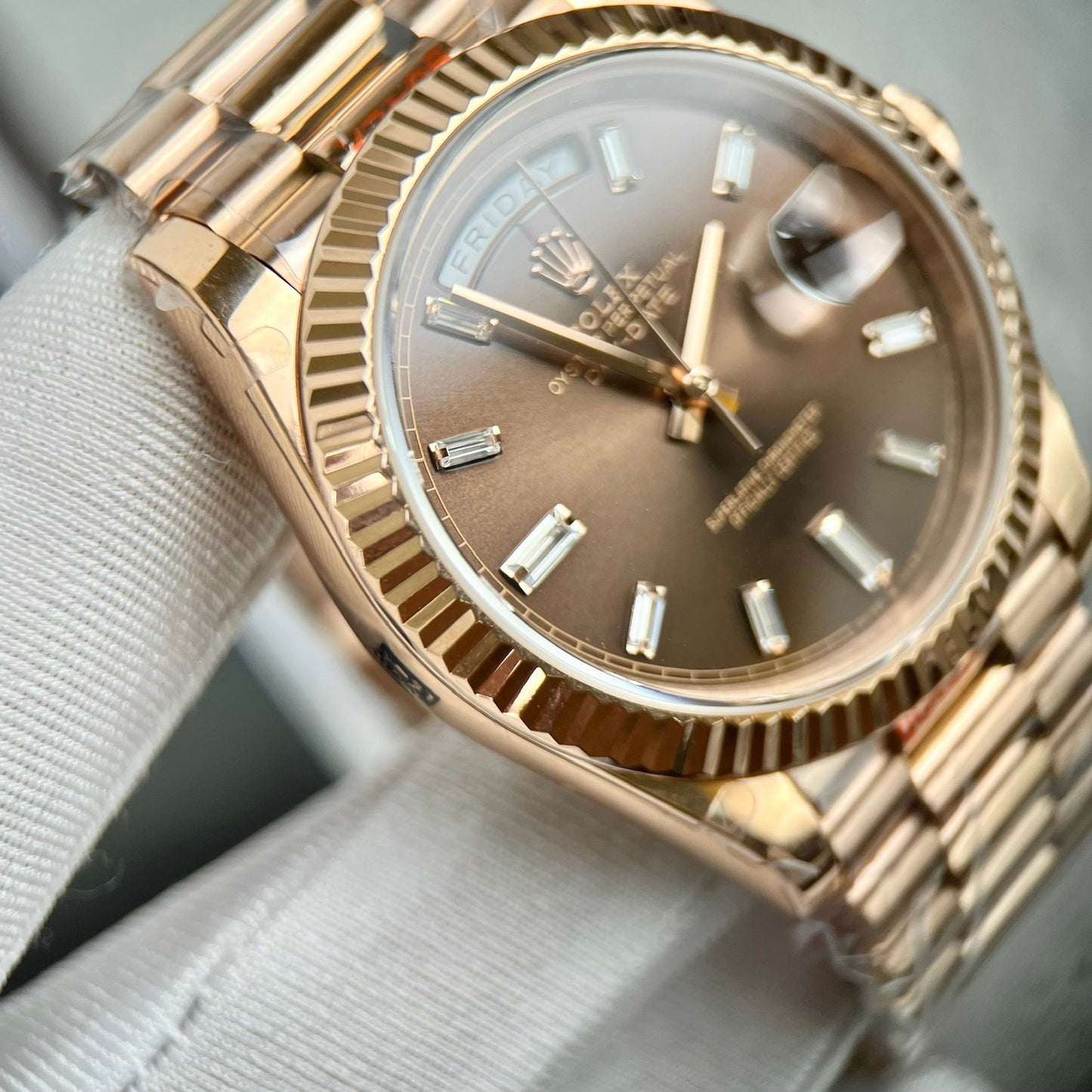 Rolex Day-Date 40mm 228235 chocolate dial 18k rose gold filled 167 gram