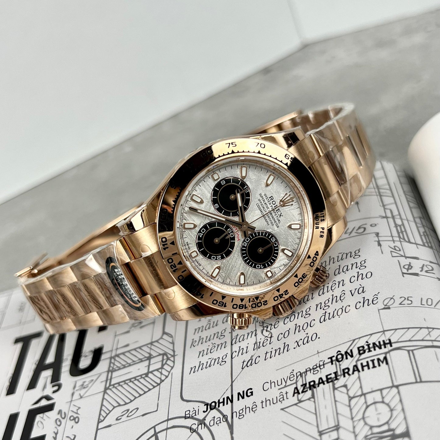 Rolex Daytona 116505 Cronógrafo de oro rosa 40 mm La mejor edición 1:1 con esfera de meteorito BT Factory