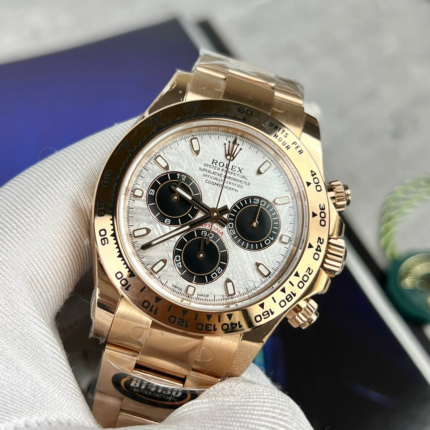 Rolex Daytona 116505 Cronógrafo de oro rosa 40 mm La mejor edición 1:1 con esfera de meteorito BT Factory