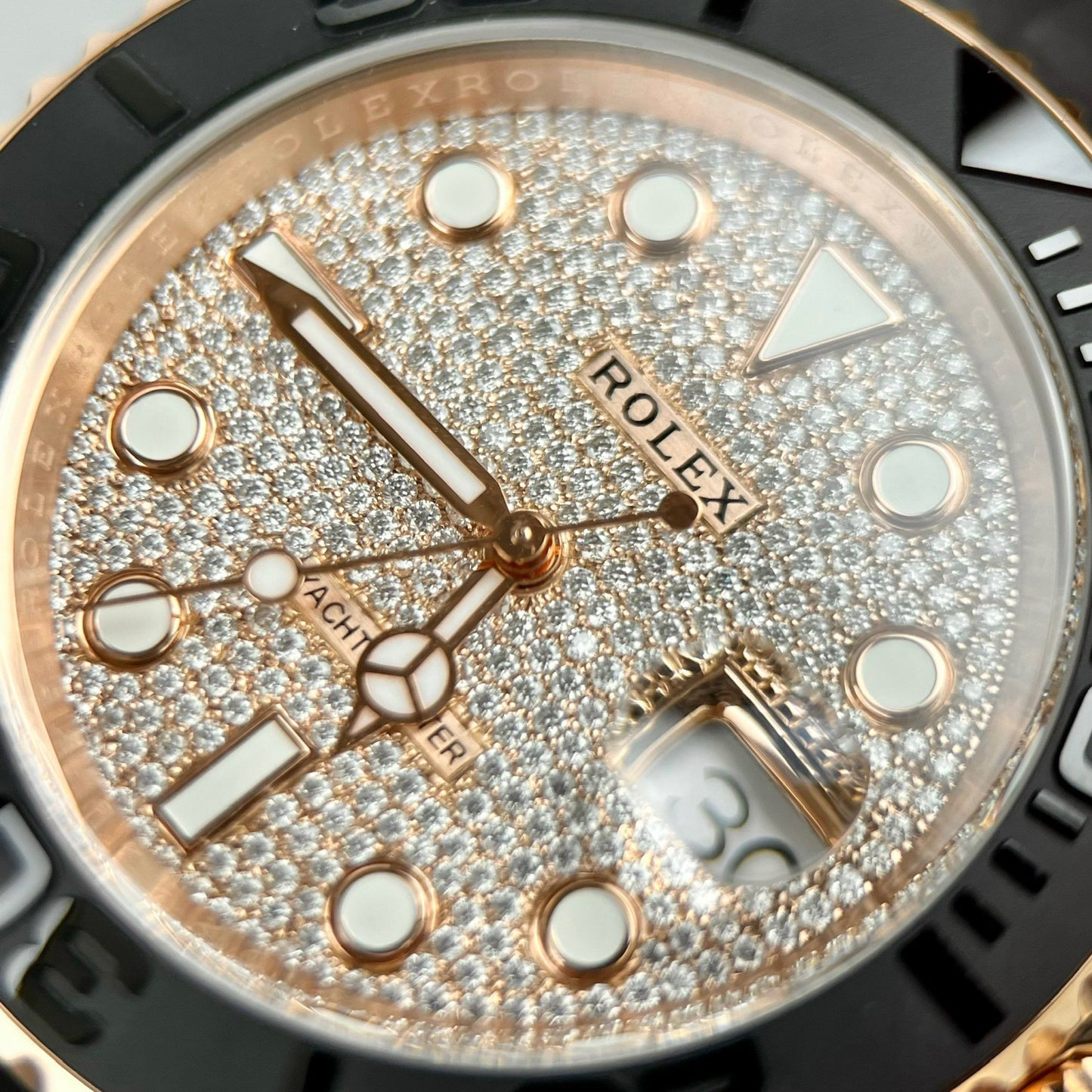 Rolex Yacht-Master 40 126655 Quadrante in pietra pavé - Movimento 3235 rivestito in oro 18 carati e moissanite