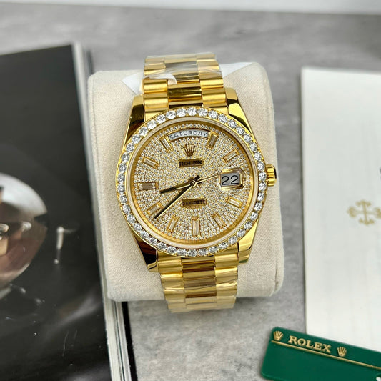 Rolex Day-Date m228398tbr-0036 Orologio da 40 mm rivestito in oro 18 carati con Moissanite totale