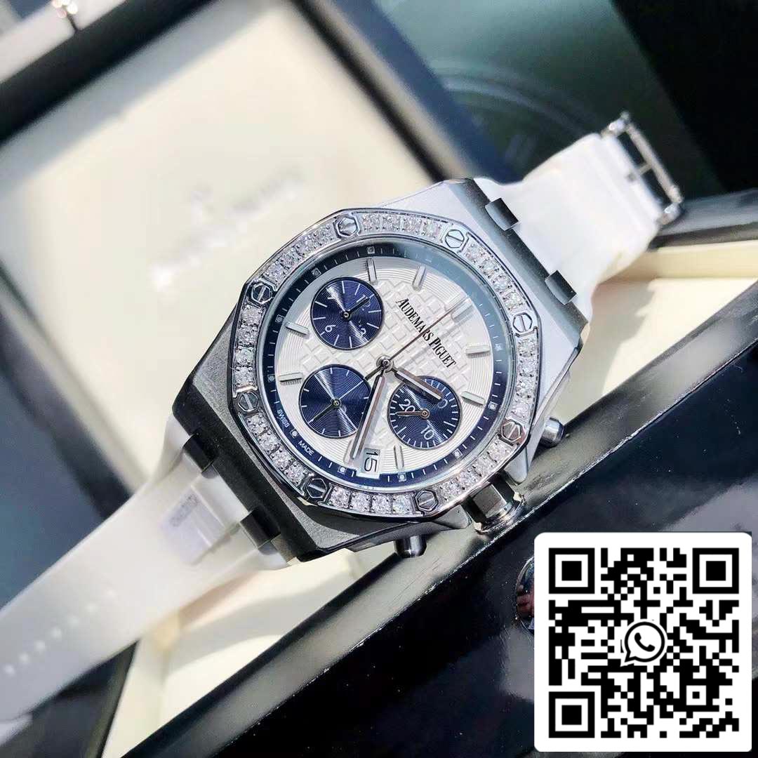 Audemars Piguet Royal Oak Offshore Lady acciaio quadrante bianco lunetta con diamanti 26231ST.ZZ.D010CA.01