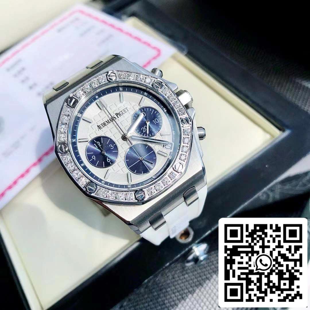 Audemars Piguet Royal Oak Offshore Lady Acero Esfera blanca Bisel de diamantes 26231ST.ZZ.D010CA.01