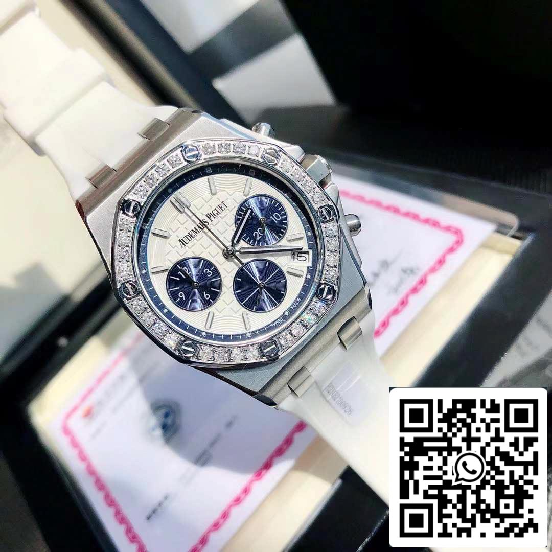 Audemars Piguet Royal Oak Offshore Lady acciaio quadrante bianco lunetta con diamanti 26231ST.ZZ.D010CA.01