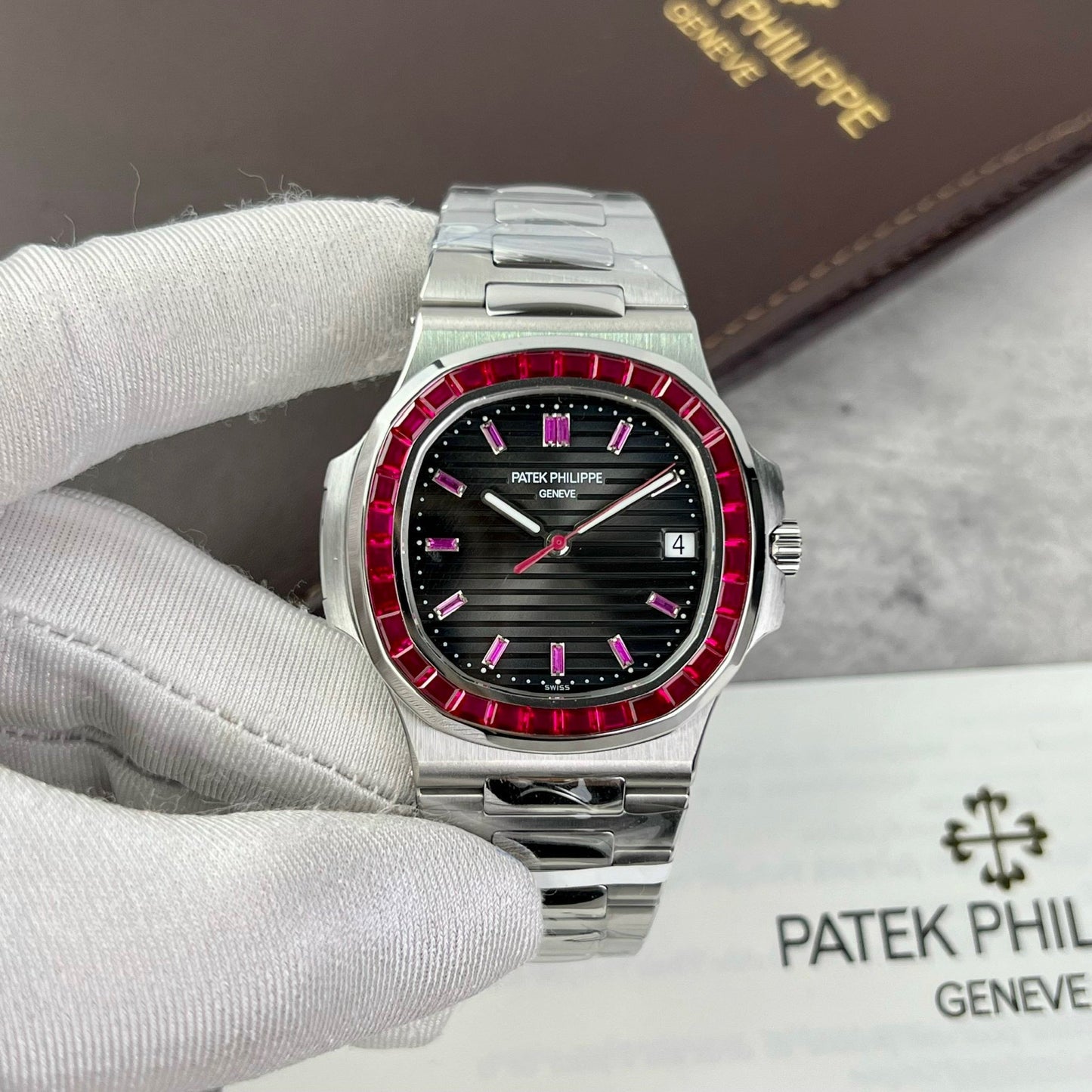 Patek Philippe Nautilus 5711/112P-001Best 1:1 Edition PPF Factory personalizzato Ruby Stone