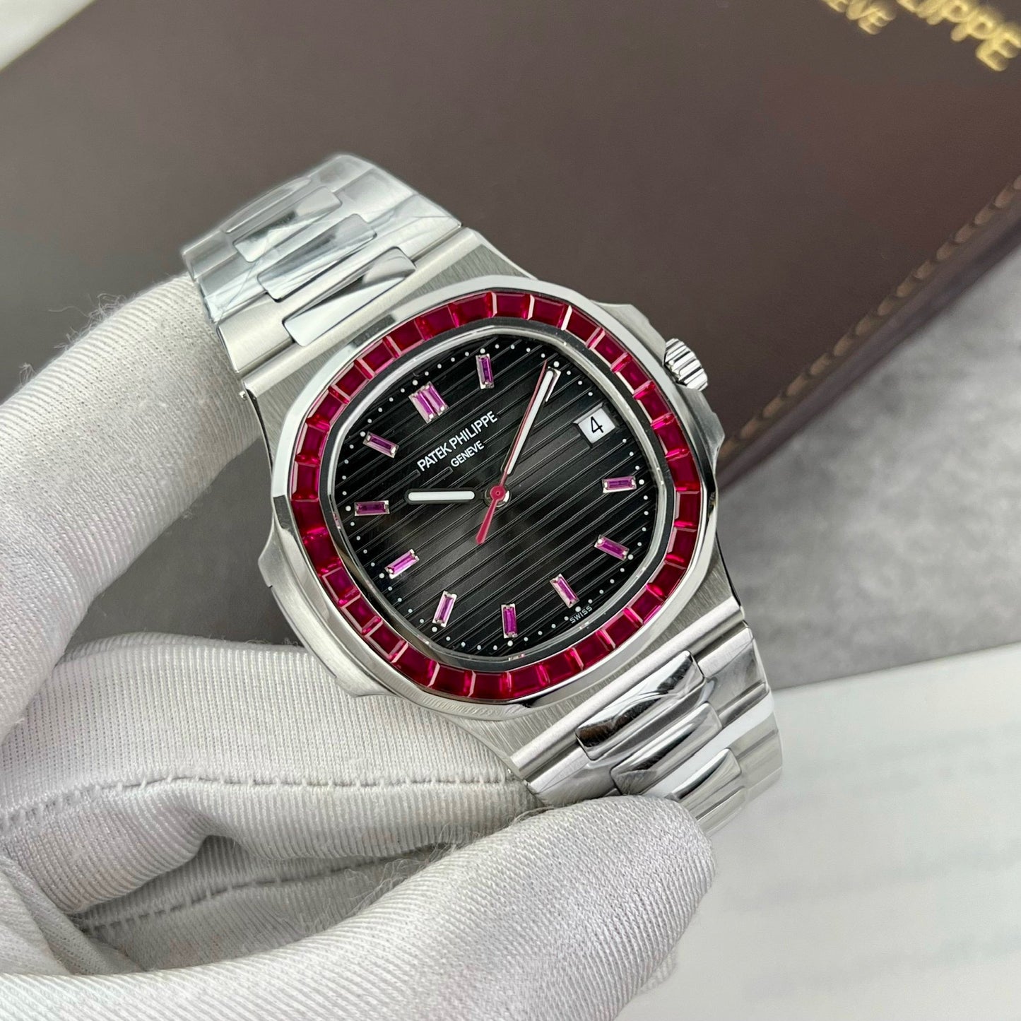 Patek Philippe Nautilus 5711/112P-001Best 1:1 Edition PPF Factory personalizzato Ruby Stone