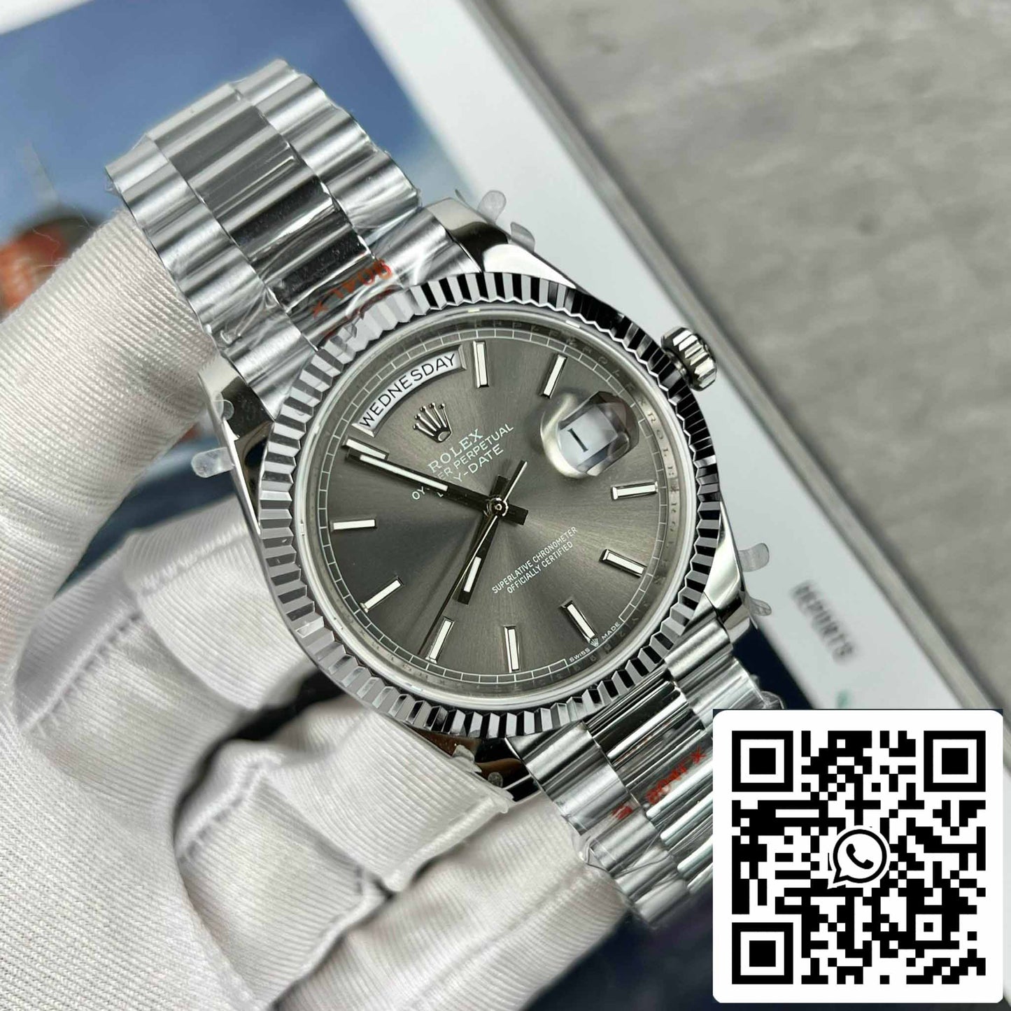 Rolex Day-Date M228236-0013 Esfera de pizarra platino Mejor edición 1:1 GM Factory V2