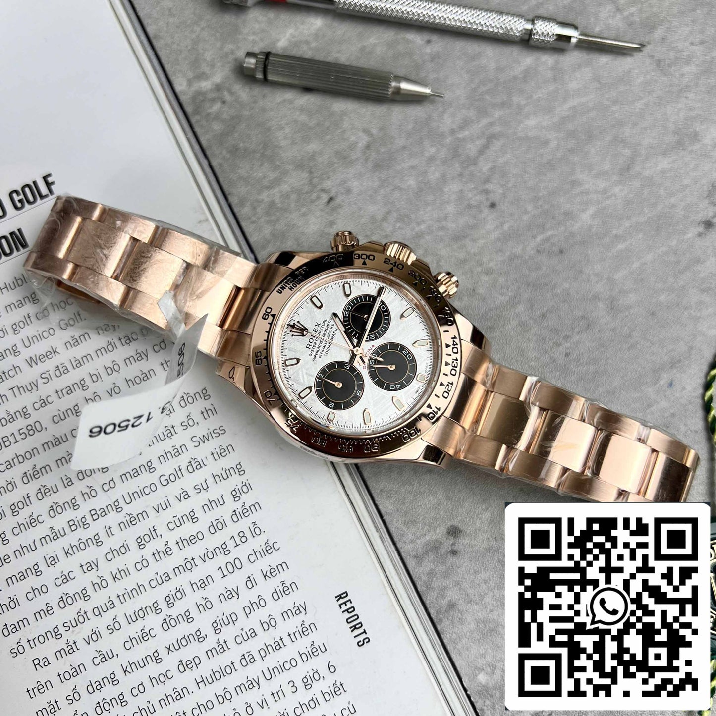 Best Replica ROLEX Cosmograph Daytona 116505 Rose Gold Meteorite Dial - 18k Rose gold coated