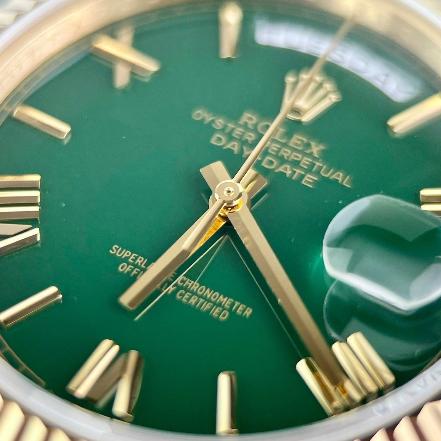 Rolex Day Date M228238-0061 Mejor edición 1:1 GM Factory V2 Esfera verde Oro amarillo