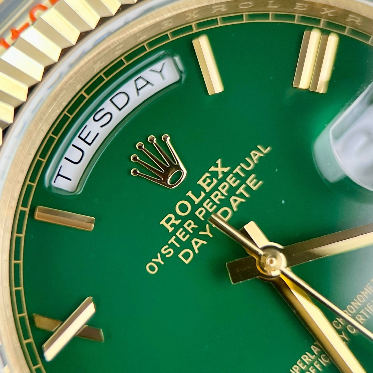 Rolex Day Date M228238-0061 Best 1:1 Edition GM Factory V2 Green Dial Yellow Gold