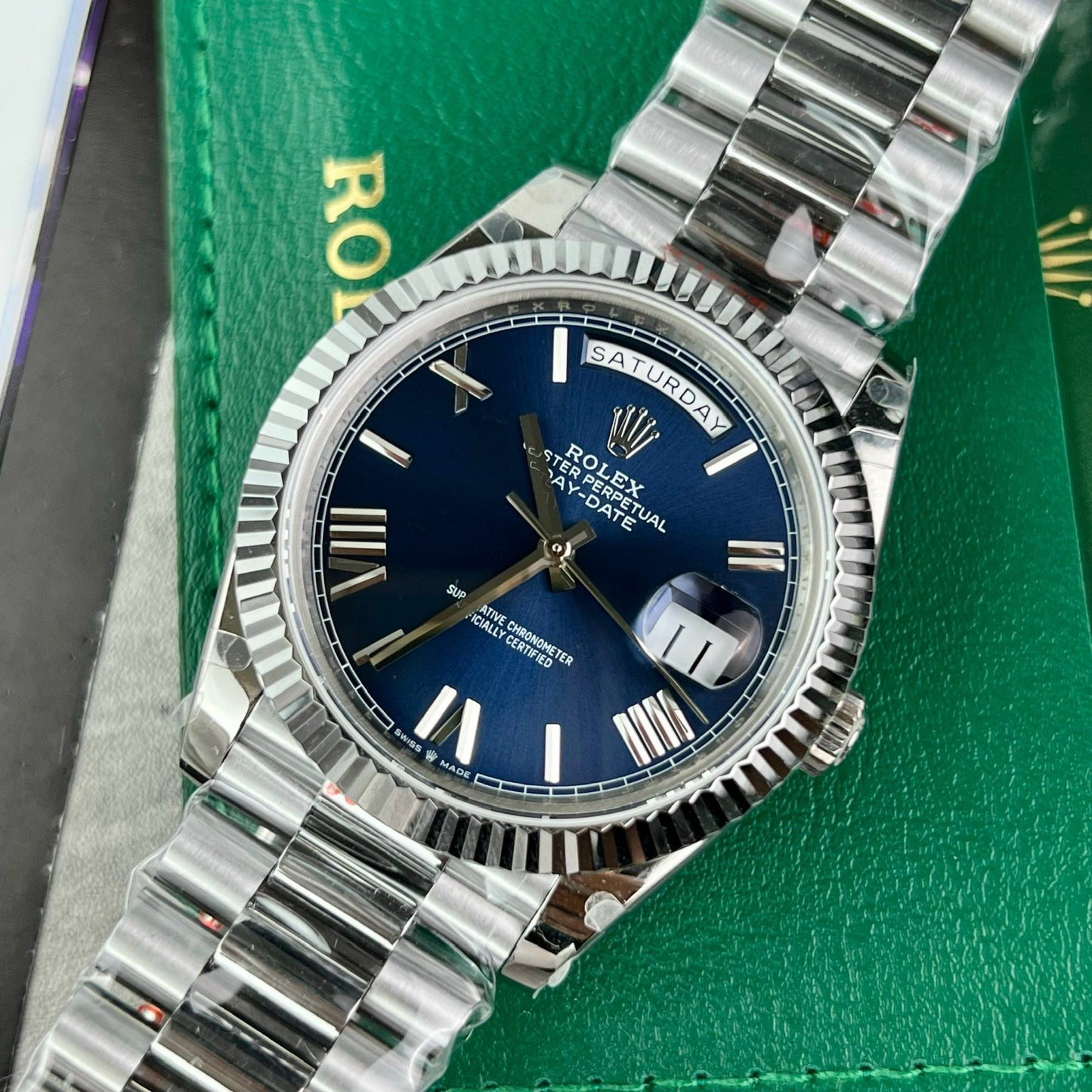 Rolex Day Date M228236-0007 1:1 Mejor Edición GM Factory V2 Esfera Azul