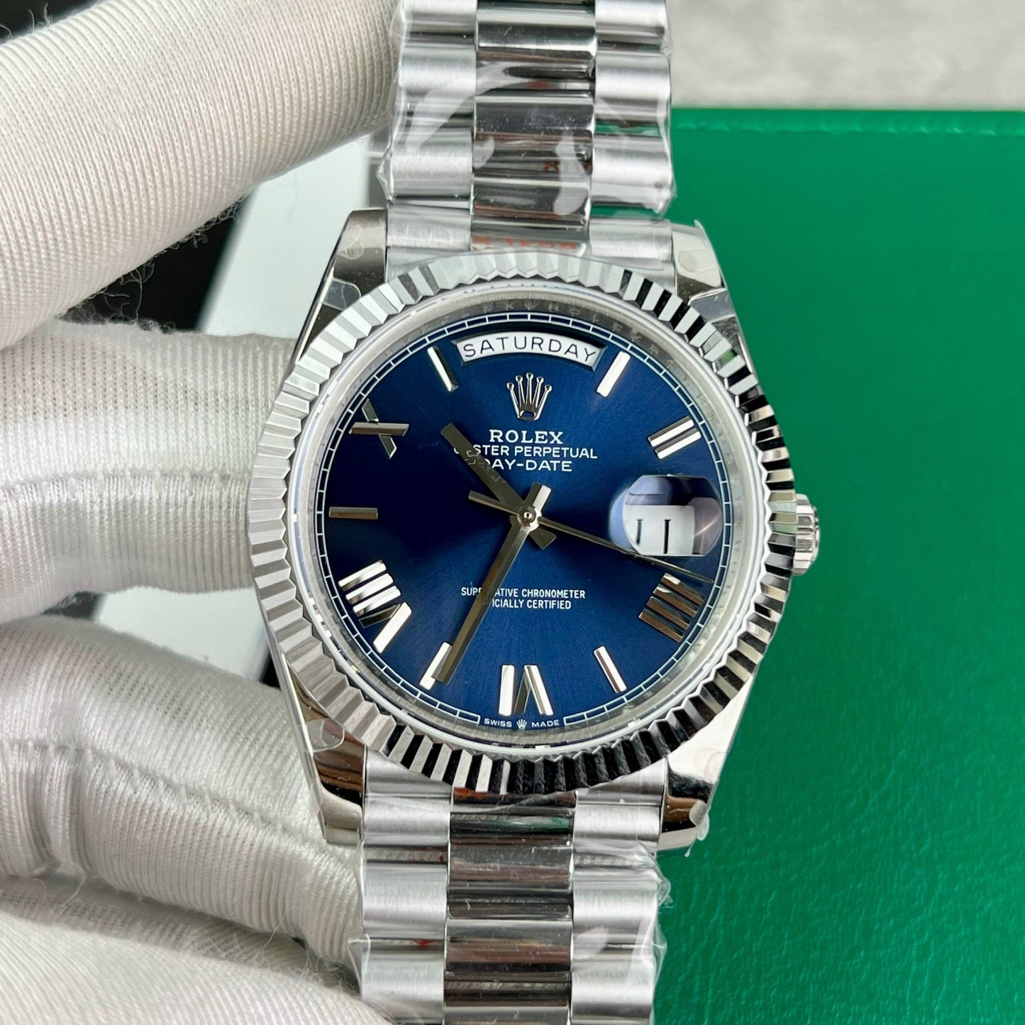 Rolex Day Date M228236-0007 1:1 Mejor Edición GM Factory V2 Esfera Azul