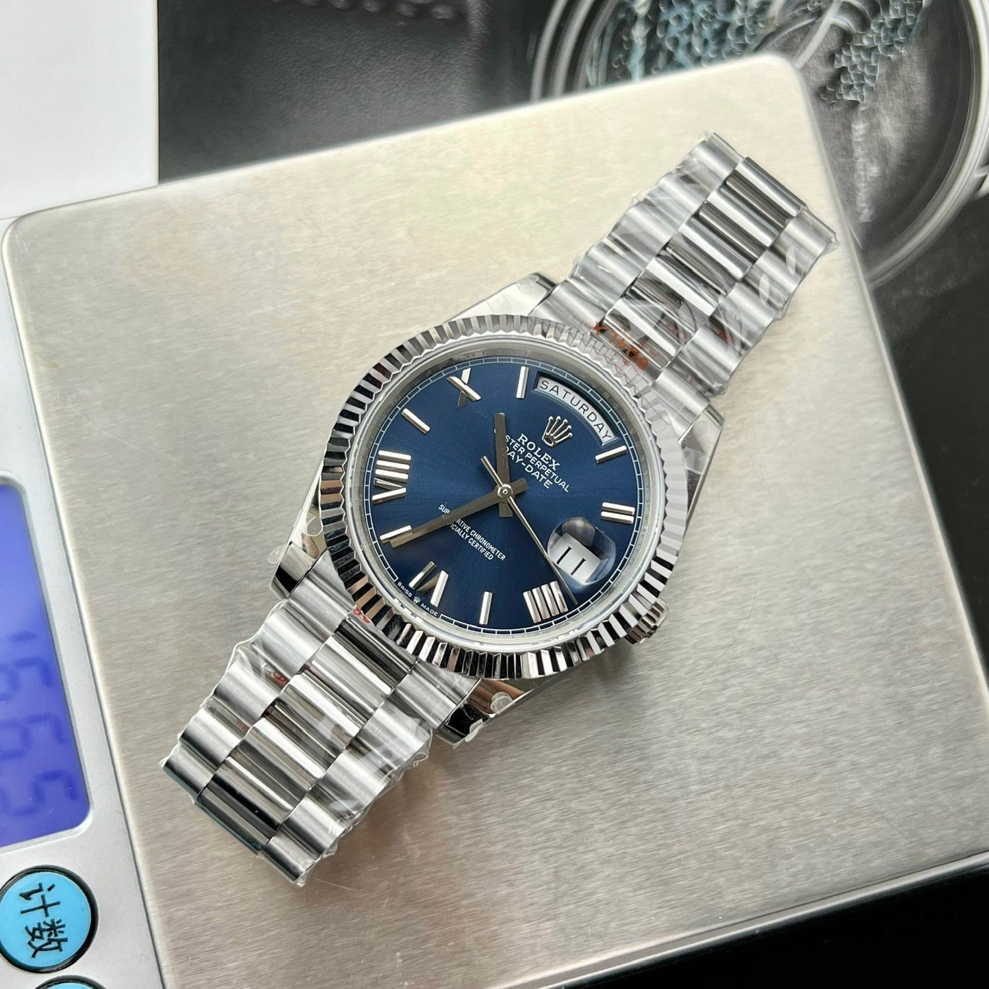 Rolex Day Date M228236-0007 1:1 Mejor Edición GM Factory V2 Esfera Azul